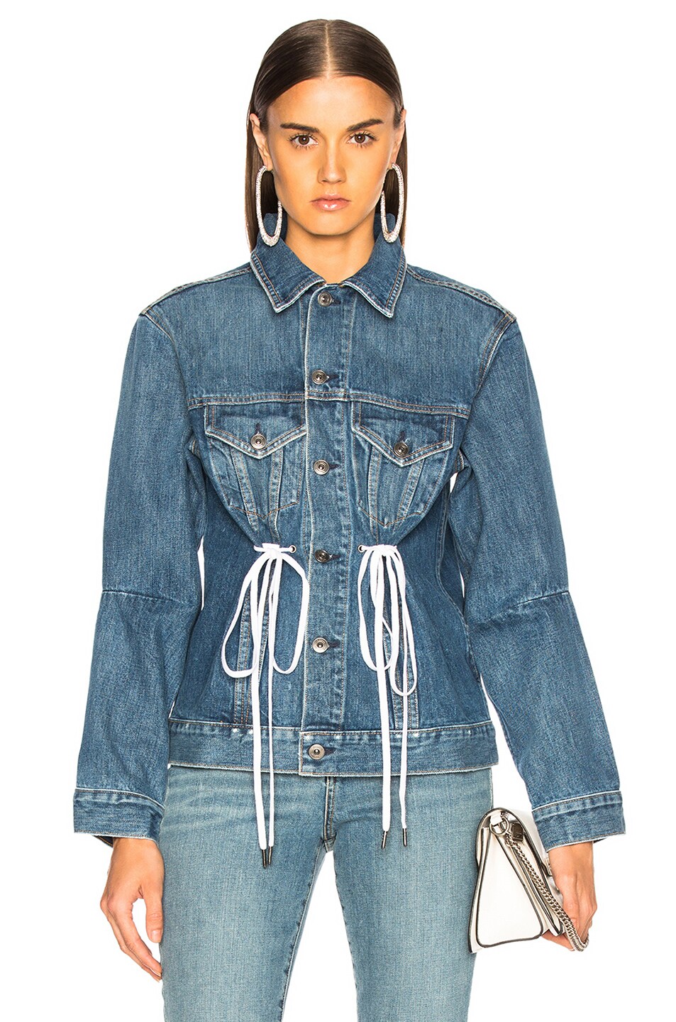 Drawstring Denim Jacket