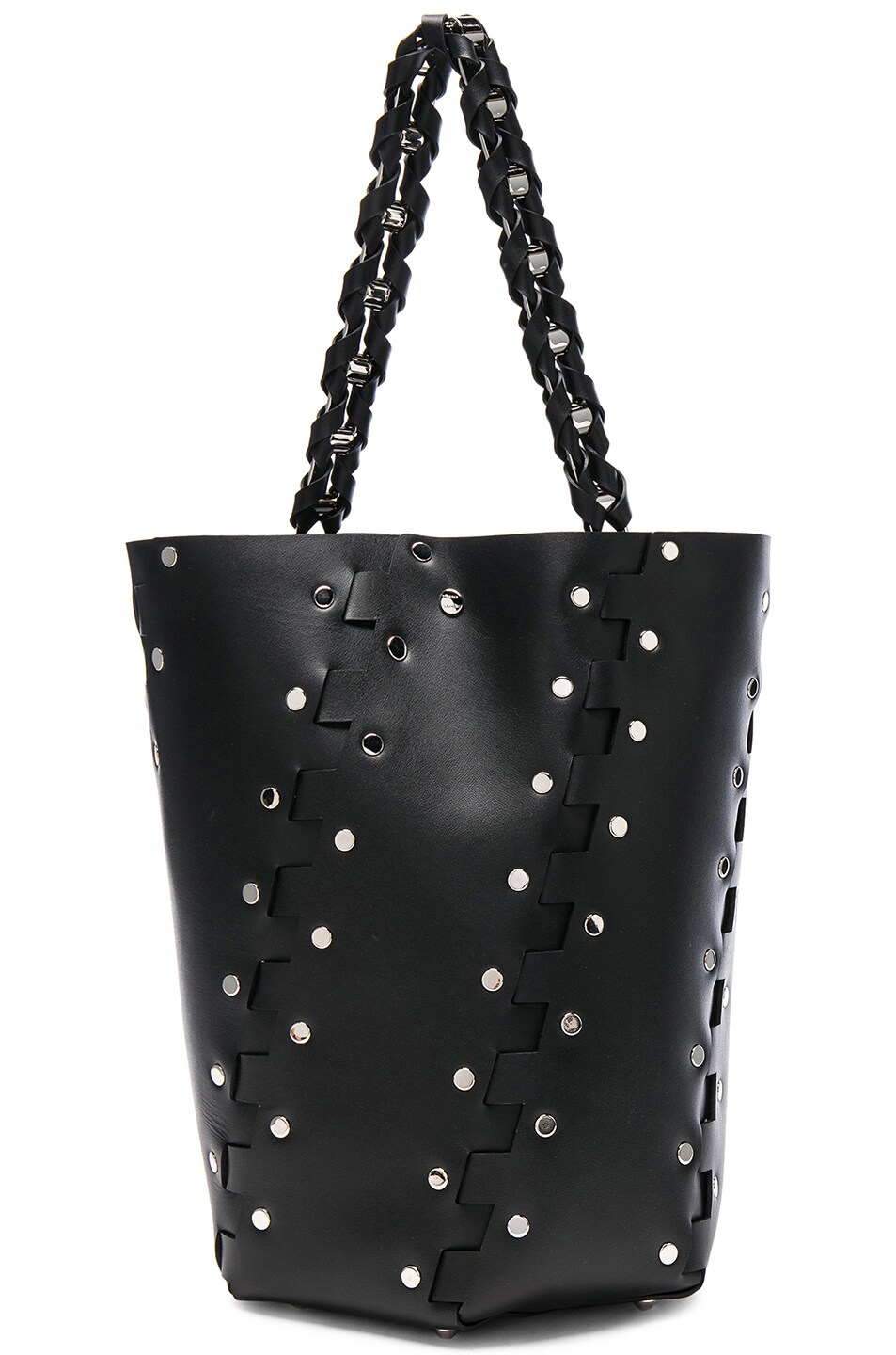 Medium Studded Hex Leather Bucket Bag