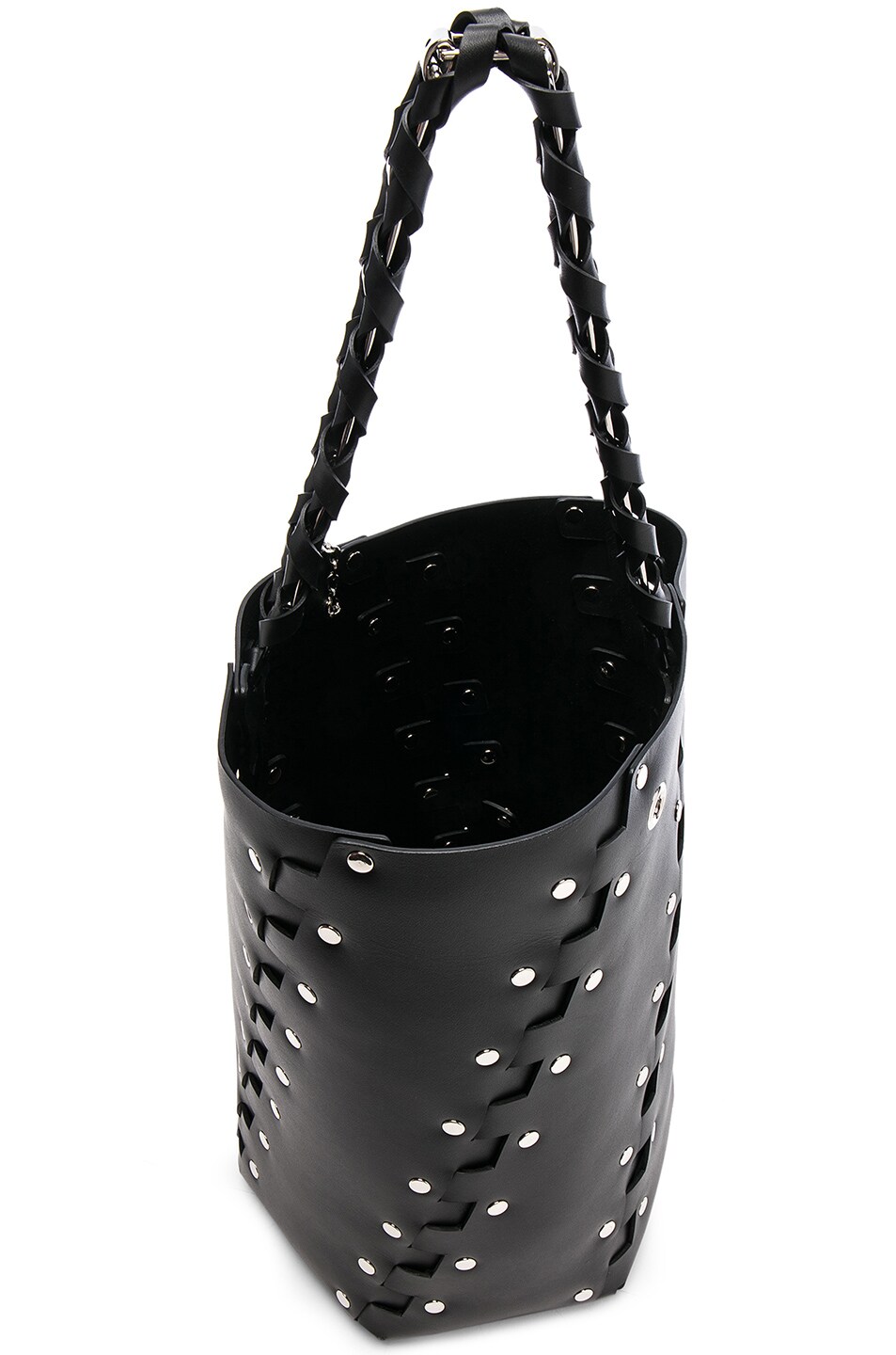 Medium Studded Hex Leather Bucket Bag