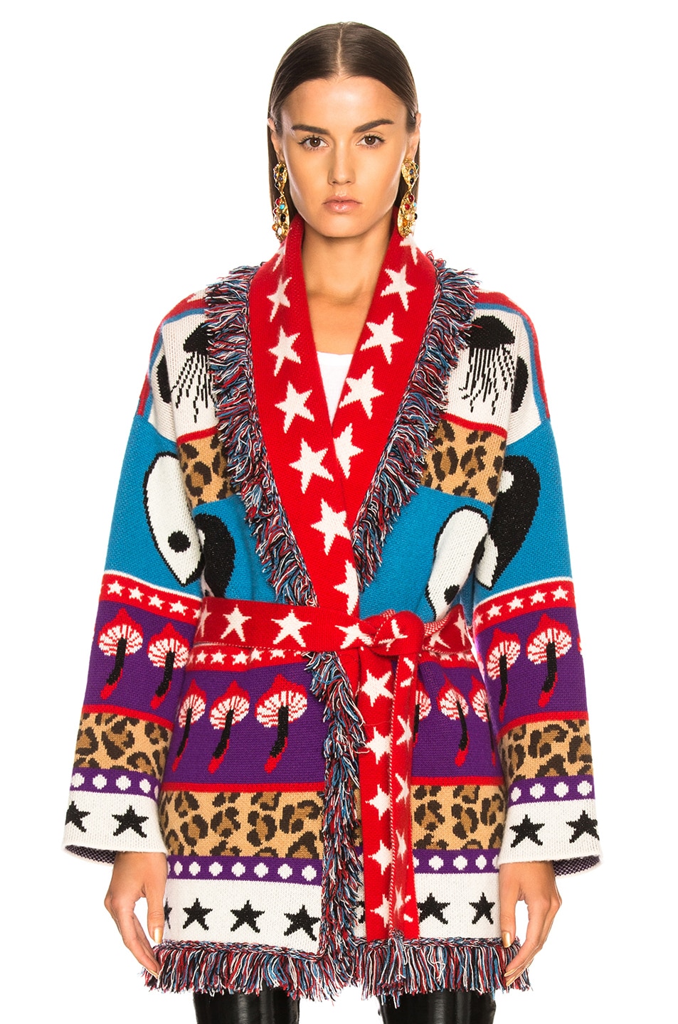 Psychedelic Mushrooms Oversized Lurex Jacquard Cardigan