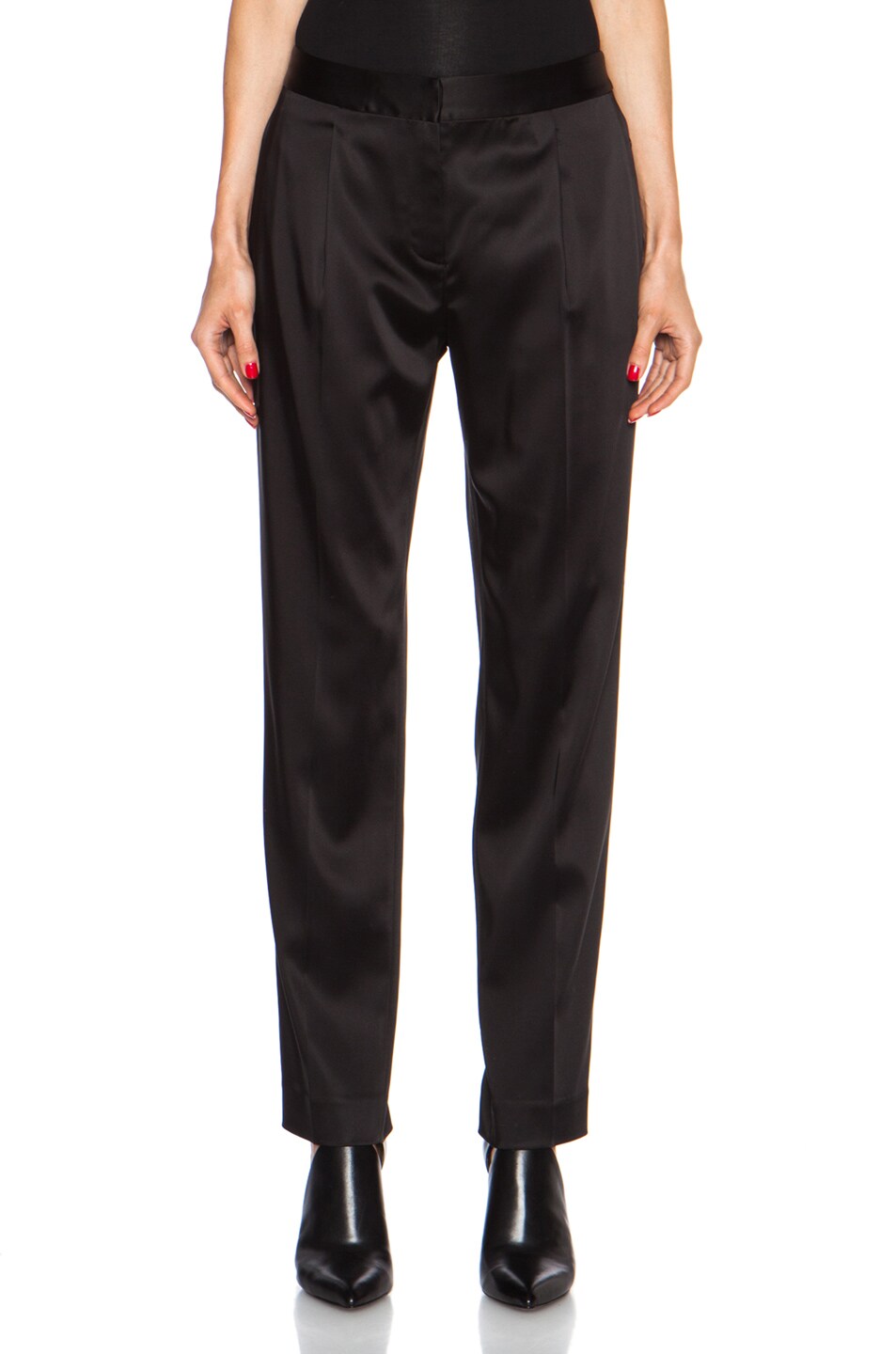 Satin Front Pleat Acetate-Blend Trousers