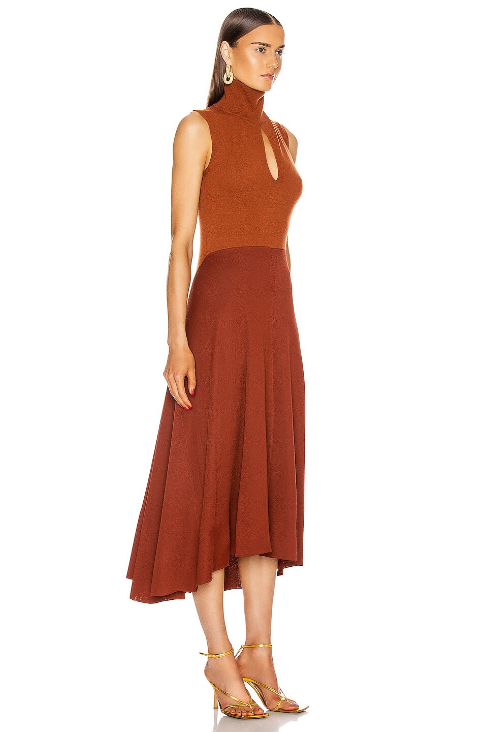 High Neck Sleeveless Midi Dress