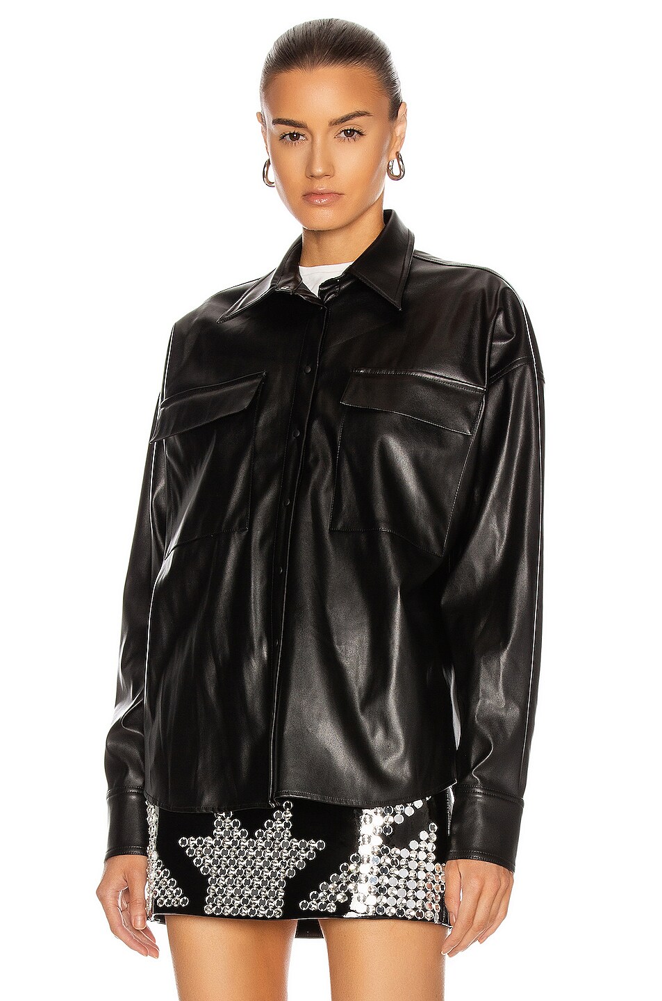 Faux Leather Oversized Shirt