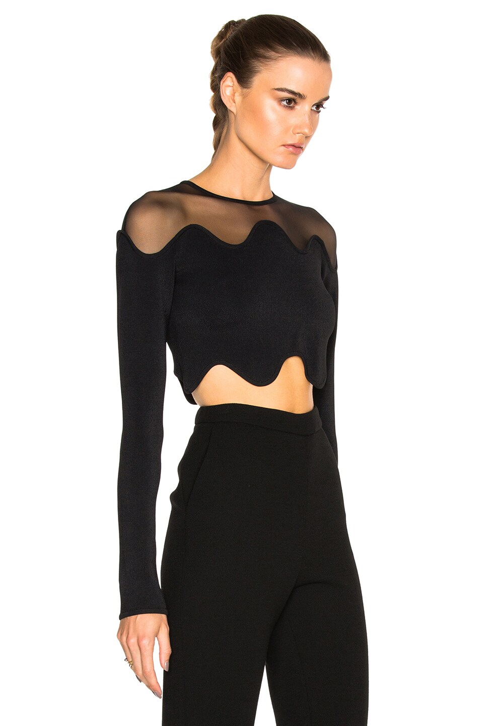 Shoulder Net Crop Top