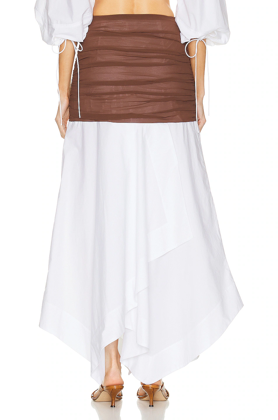 Cotton Poplin Skirt With Sheer Overlay