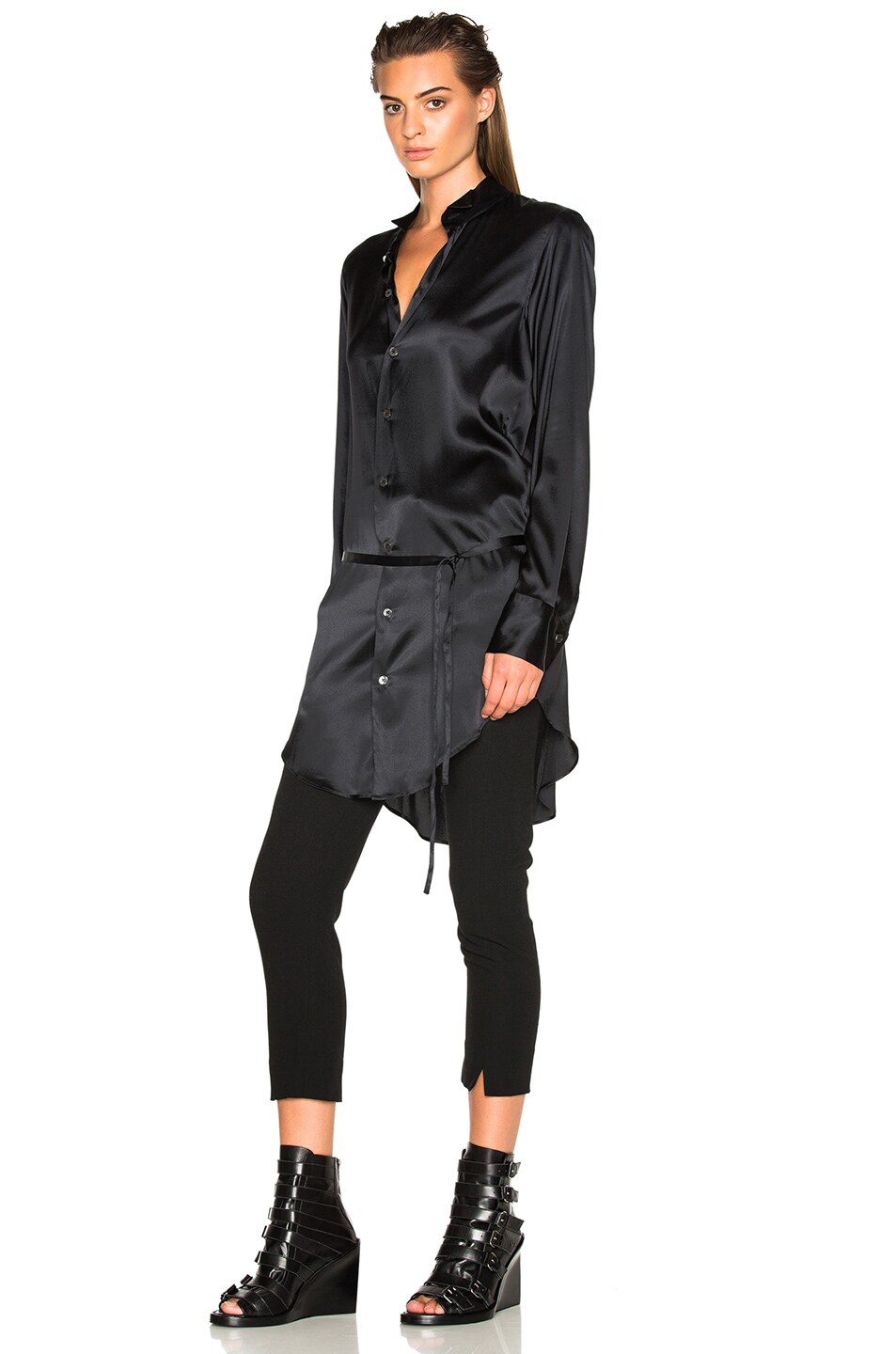 Belted Satin Tunic