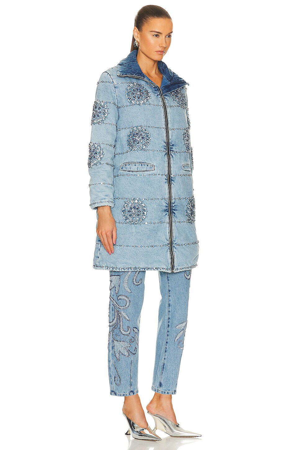 Hand Beaded Denim Parka