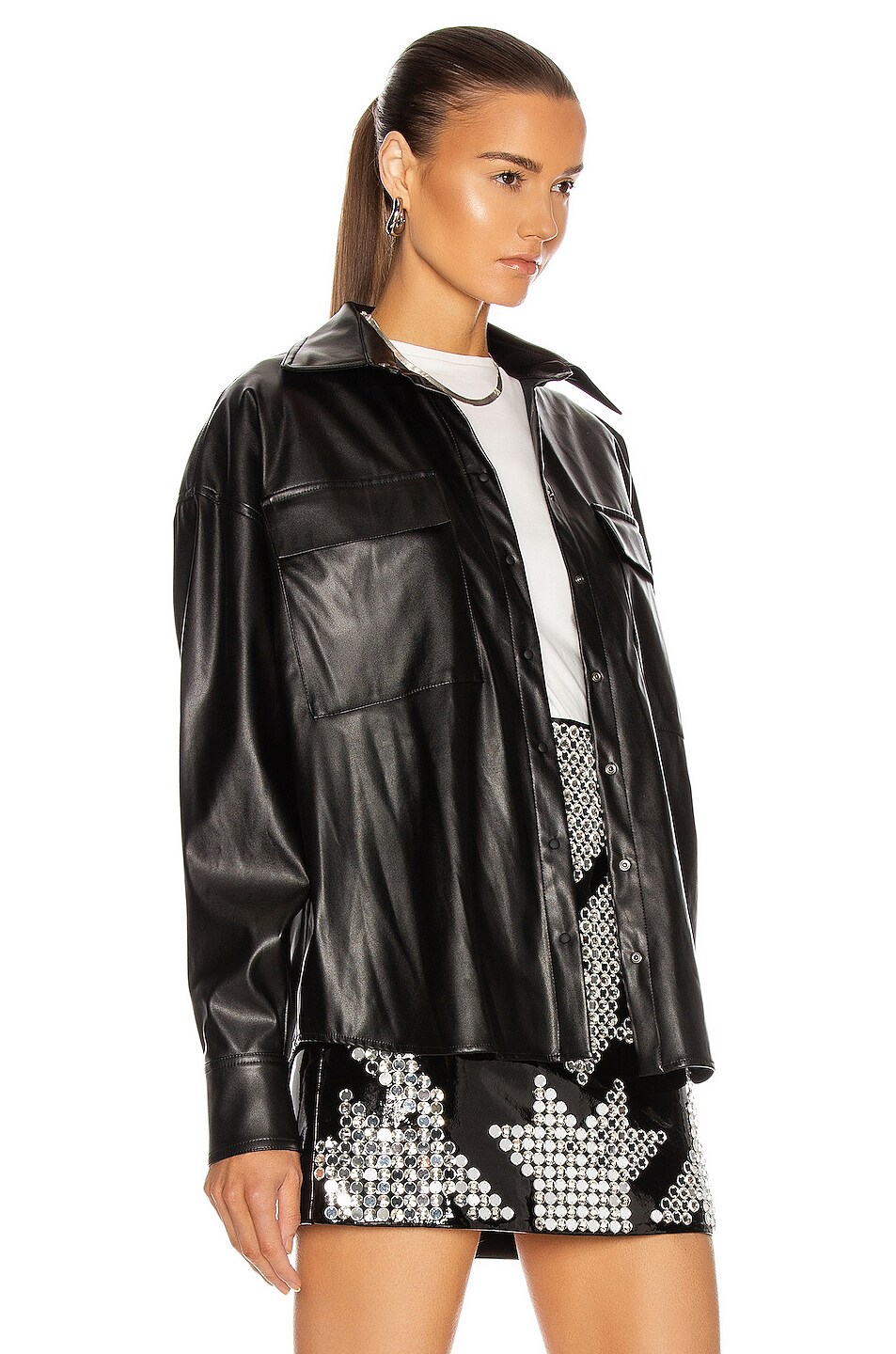 Faux Leather Oversized Shirt