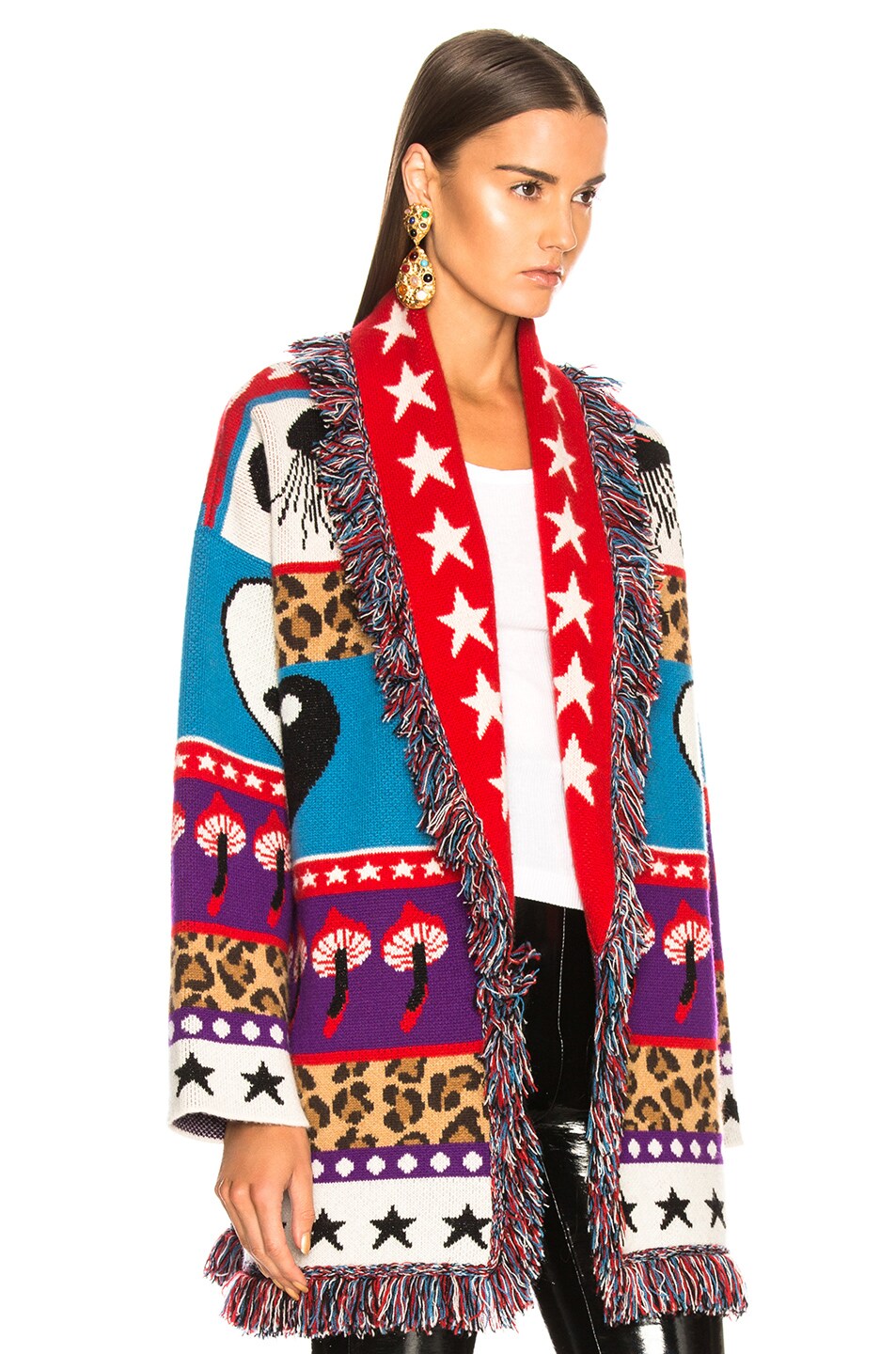 Psychedelic Mushrooms Oversized Lurex Jacquard Cardigan