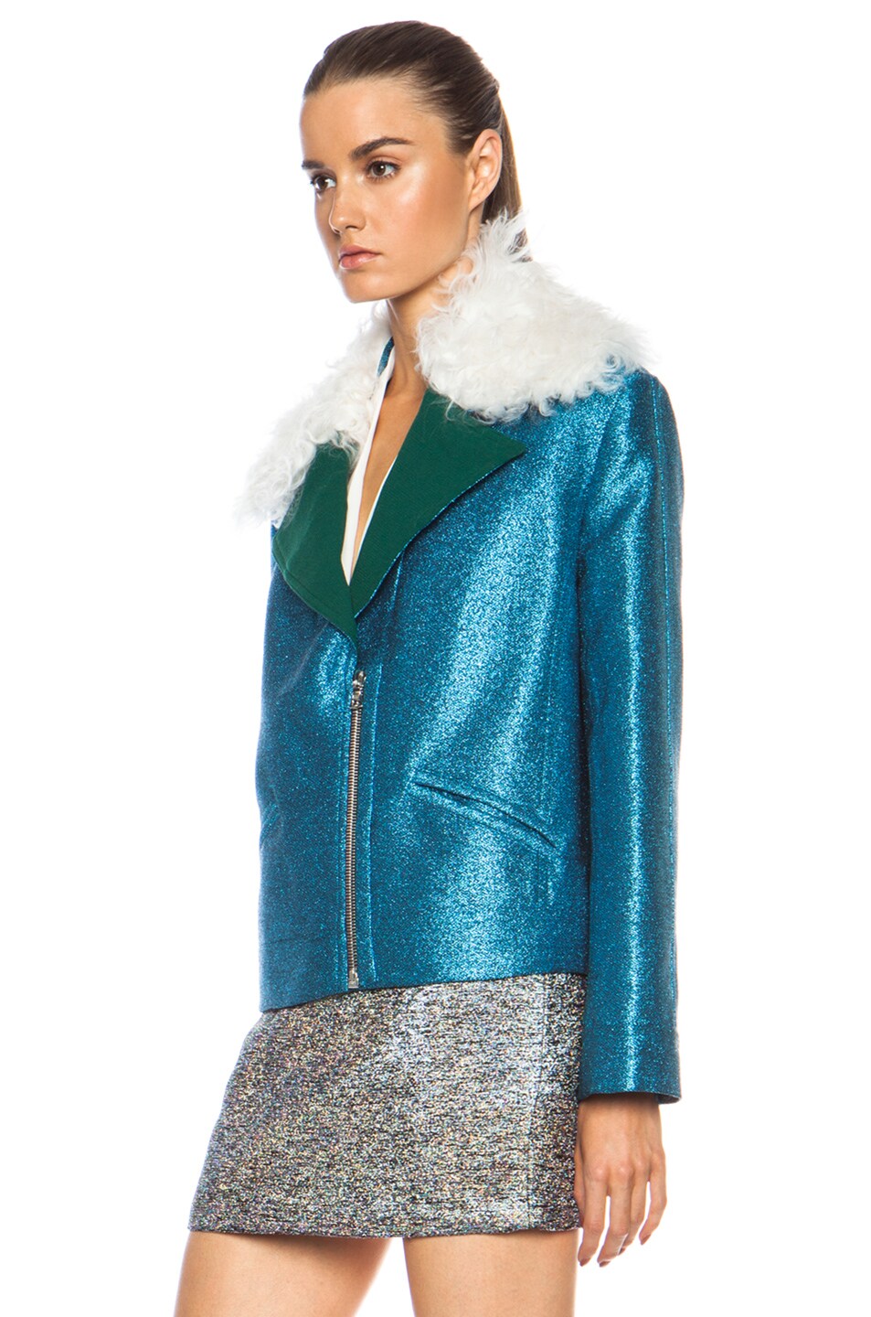 EXCLUSIVE Glitter Cropped Viscose-Blend Jacket