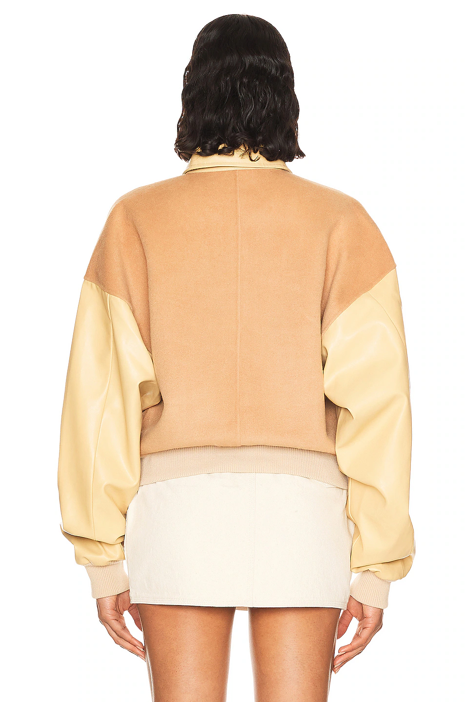 Faux Leather & Wool Blend Bomber