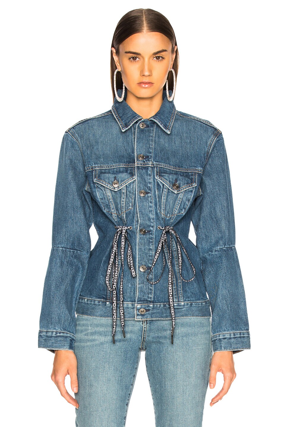 Drawstring Denim Jacket