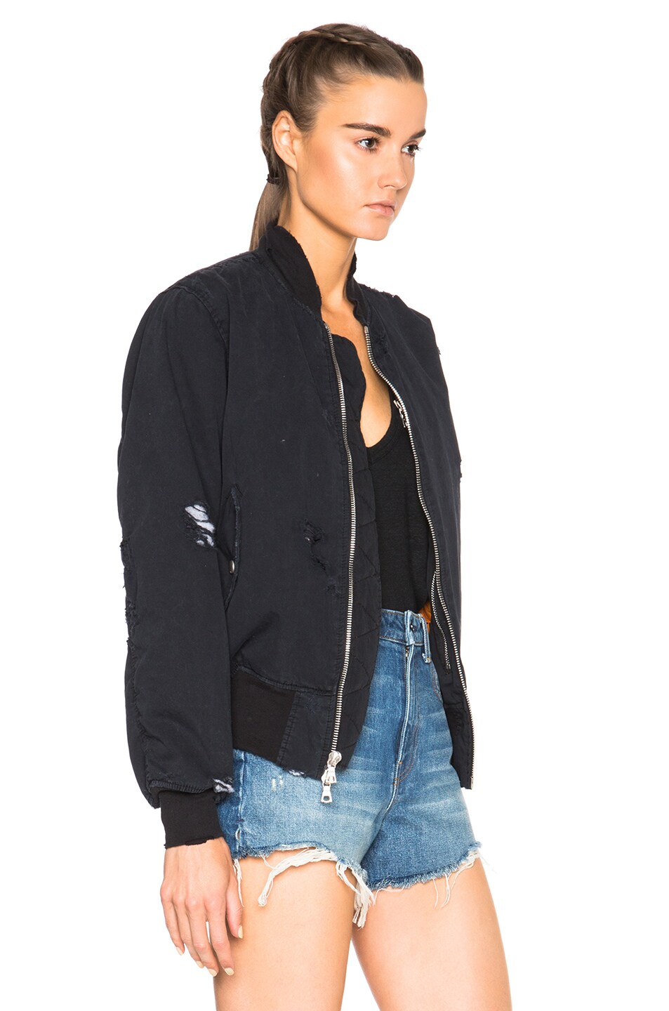 FWRD Exclusive Destroyed Twill Bomber Jacket