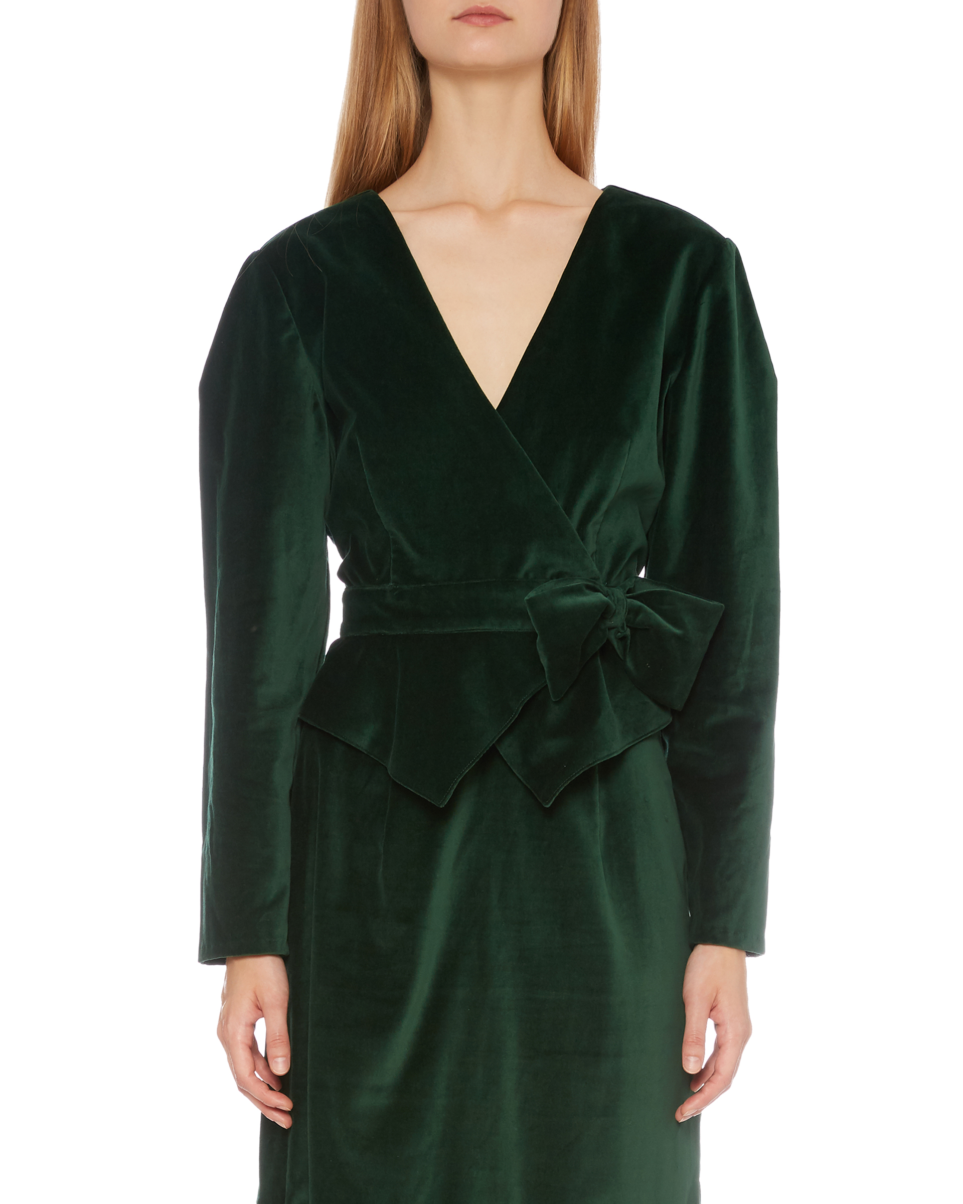 Batsheva Velvet Bow Jacket - Green