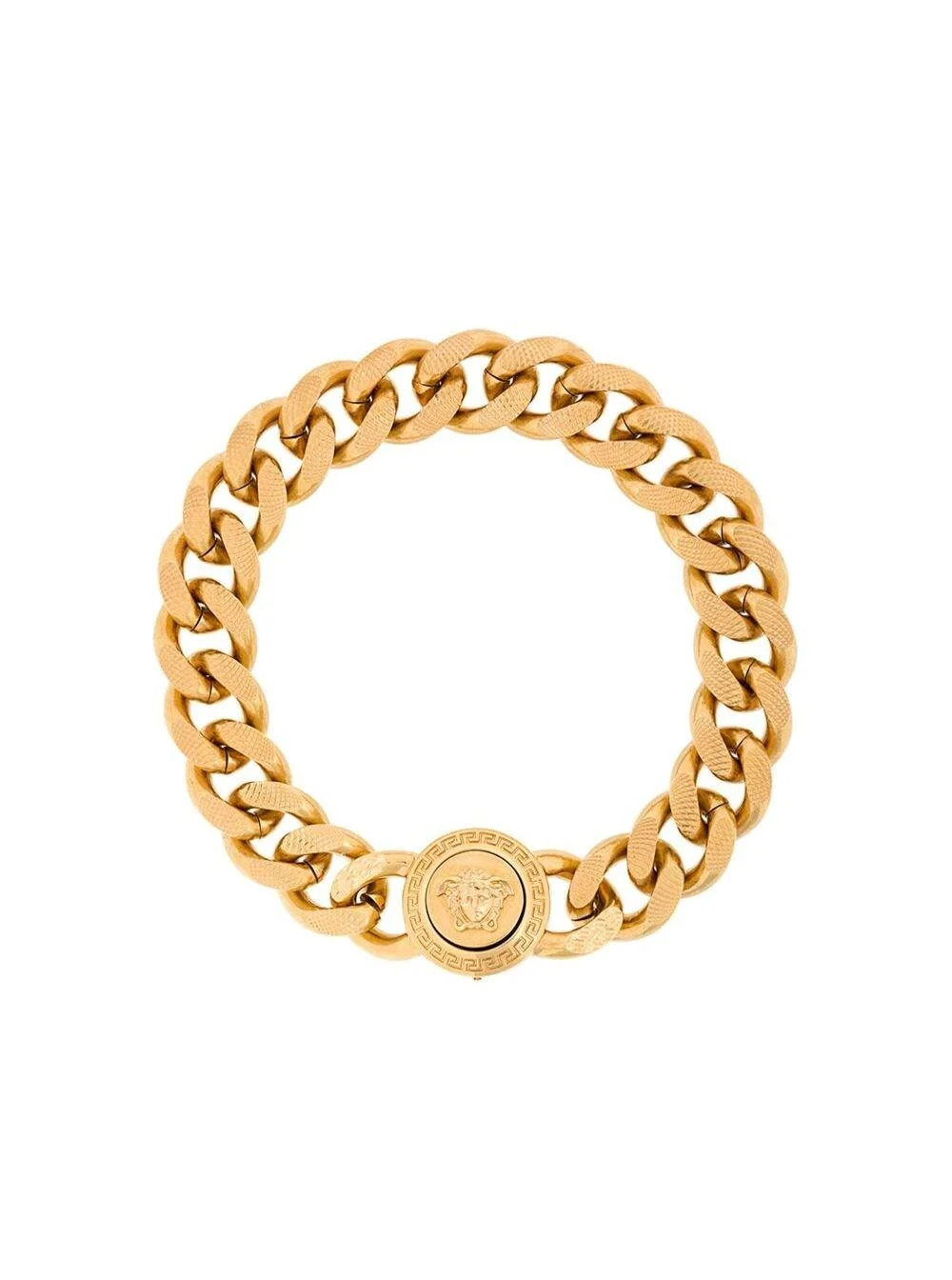 Versace Man's Golden Metal Chain Bracelet with Logo