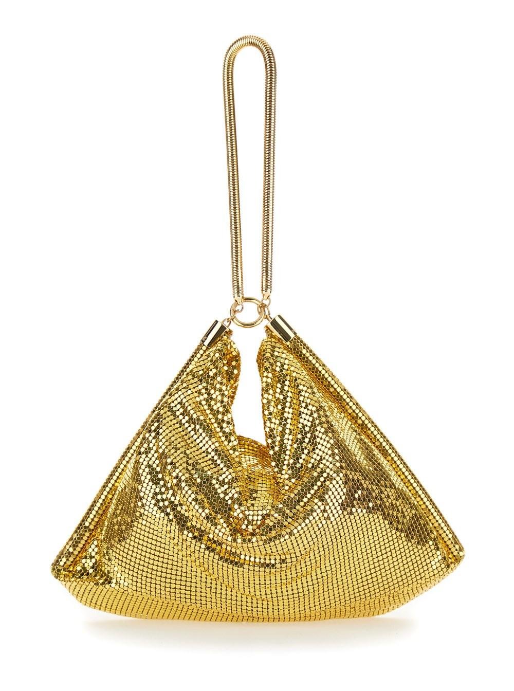 'Pixel' Gold Handbag in Metal Mesh Woman