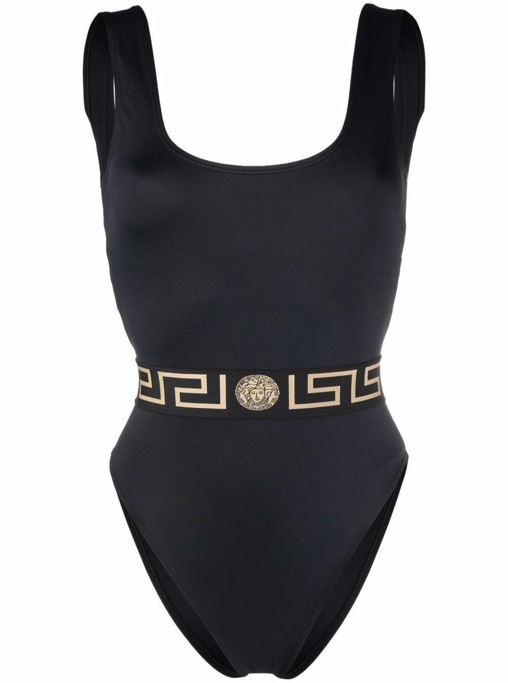 Black Lycra Swimsuit with Greek Detail