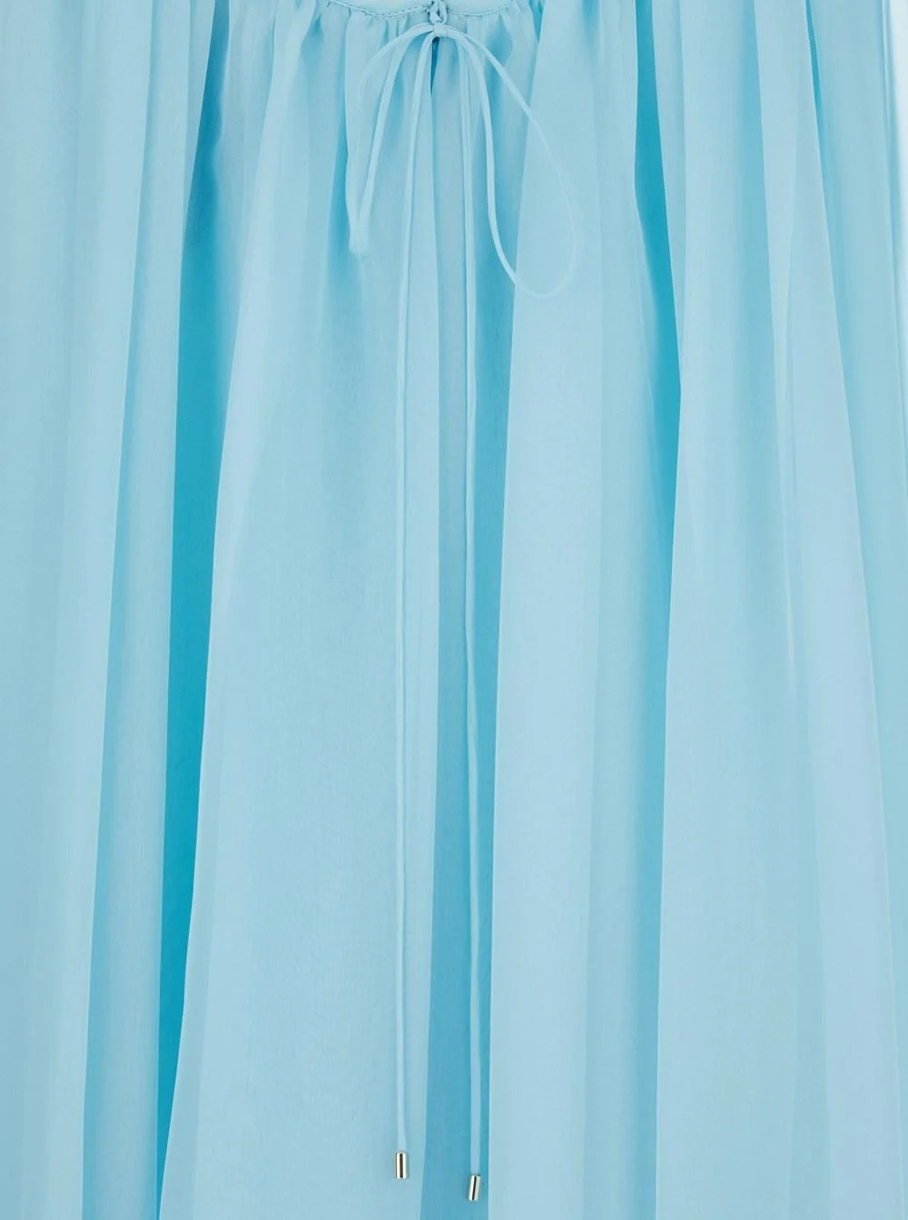 Mini Light Blue Dress with Drawstring in Silk Chiffon Woman