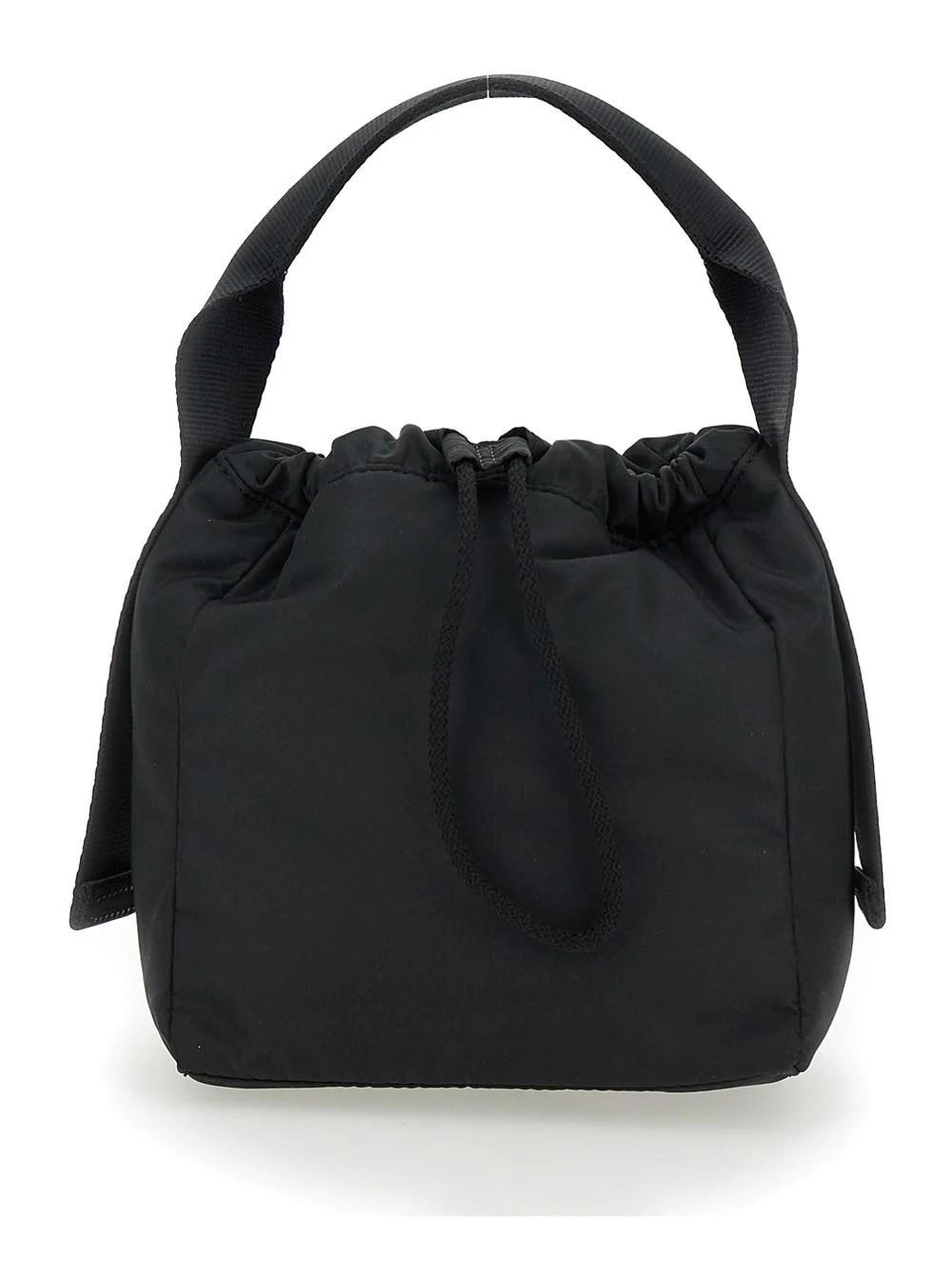 Black Handbag with Drawstring in Fabric Woman