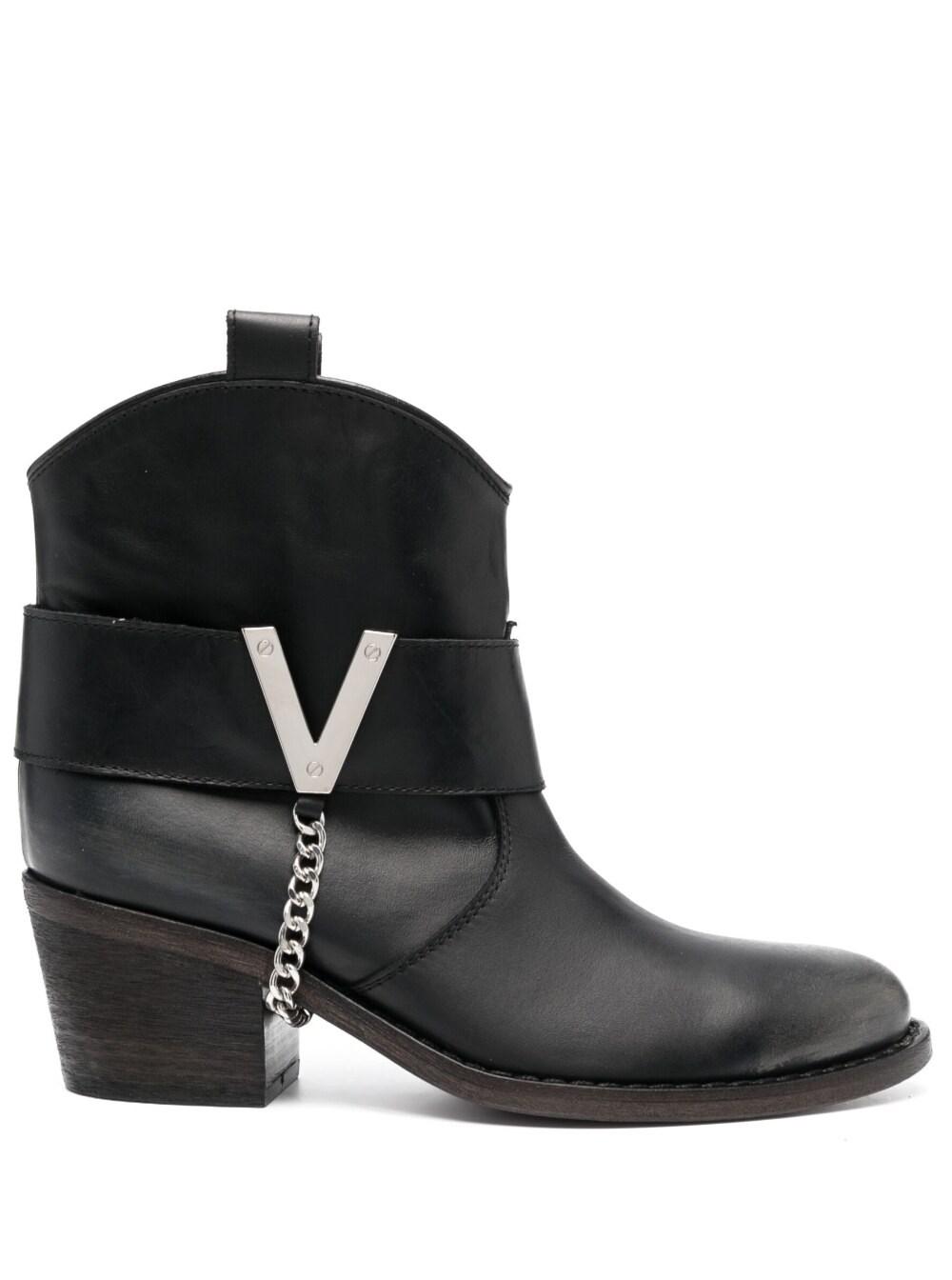 Texan Ankle Boots in Black Leather Woman