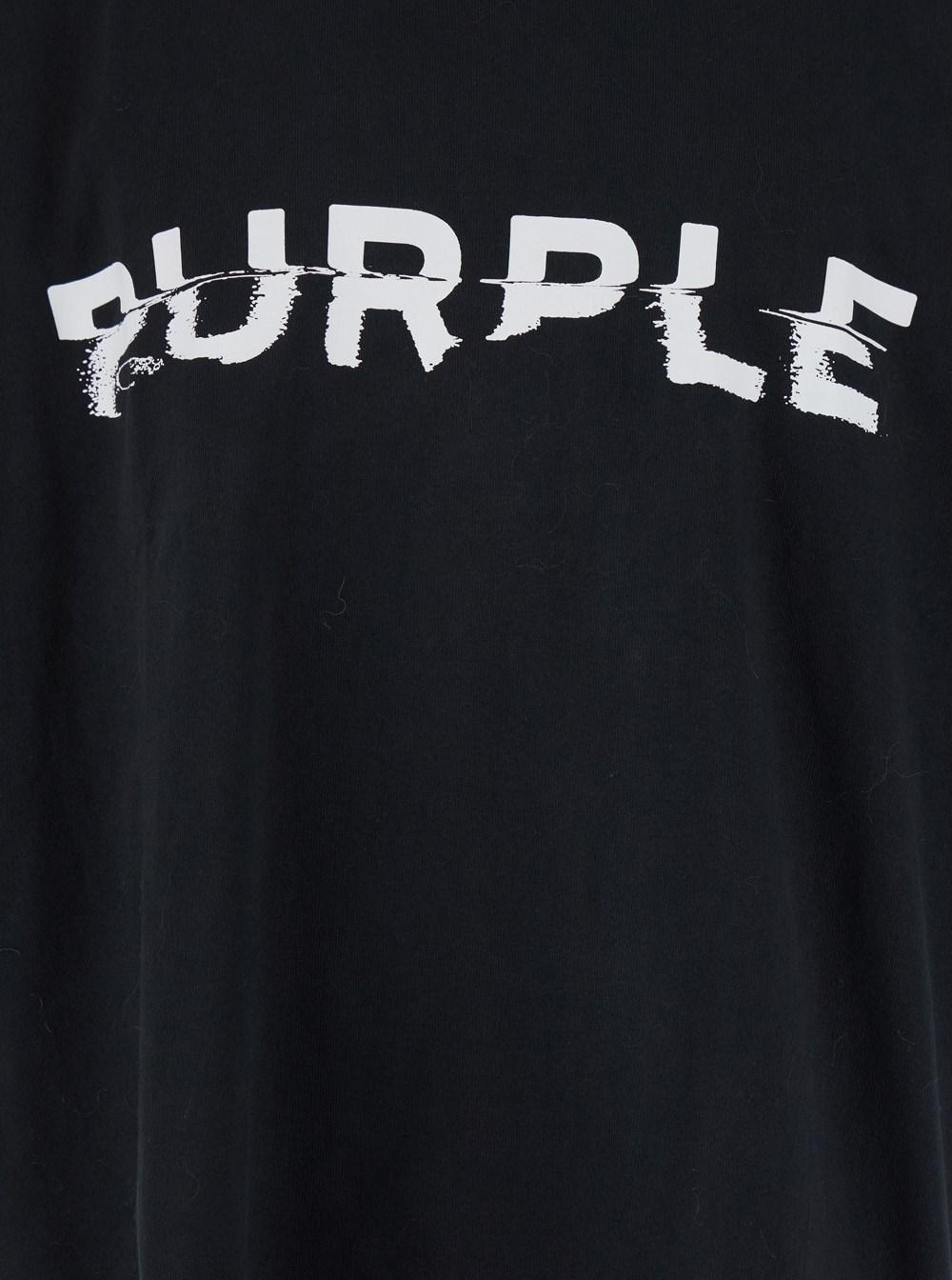 Black Crewneck T-Shirt with Maxi Logo Lettering on the Front in Cotton Man