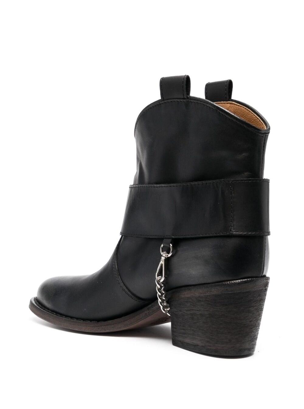 Texan Ankle Boots in Black Leather Woman