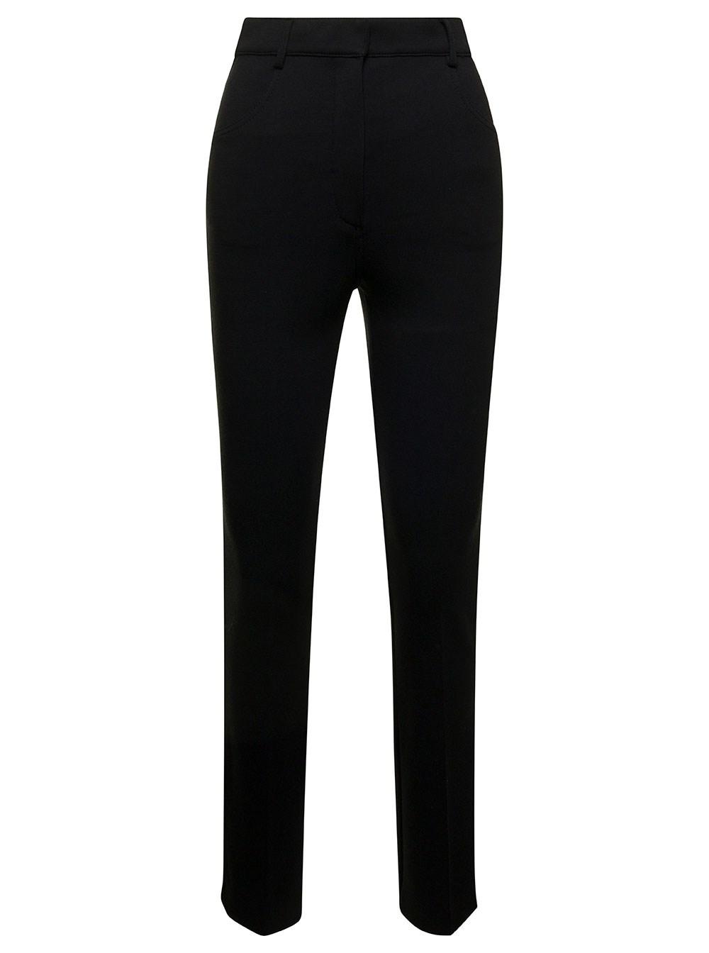 Black Slim Pants with Concealed Fastening Woman