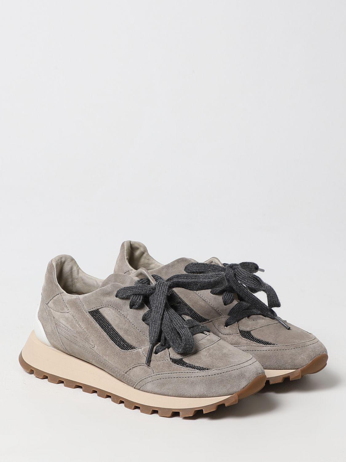 Brunello Cucinelli sneakers in suede with monili