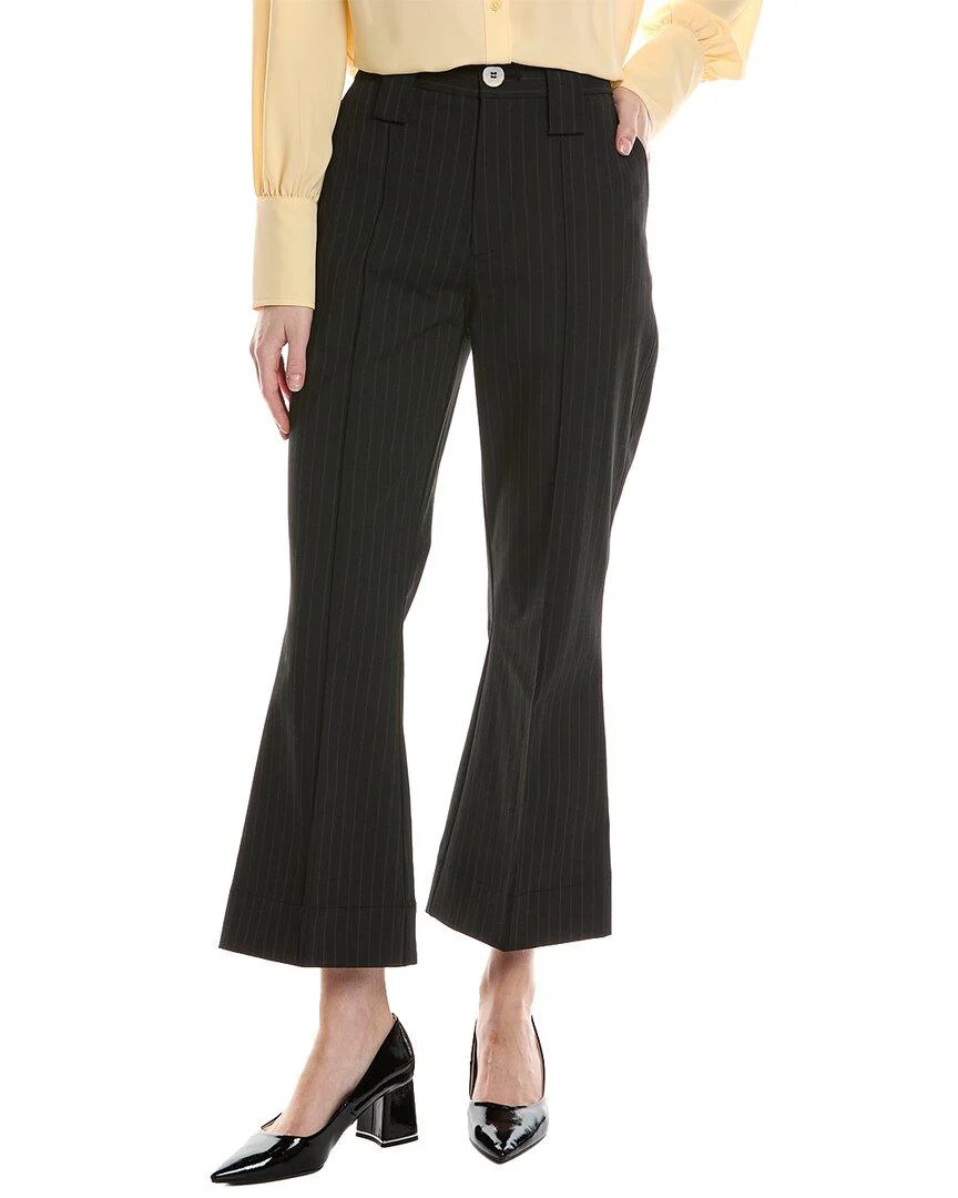 GANNI Stretch Stripe Bootcut High-Waist Crop Pant