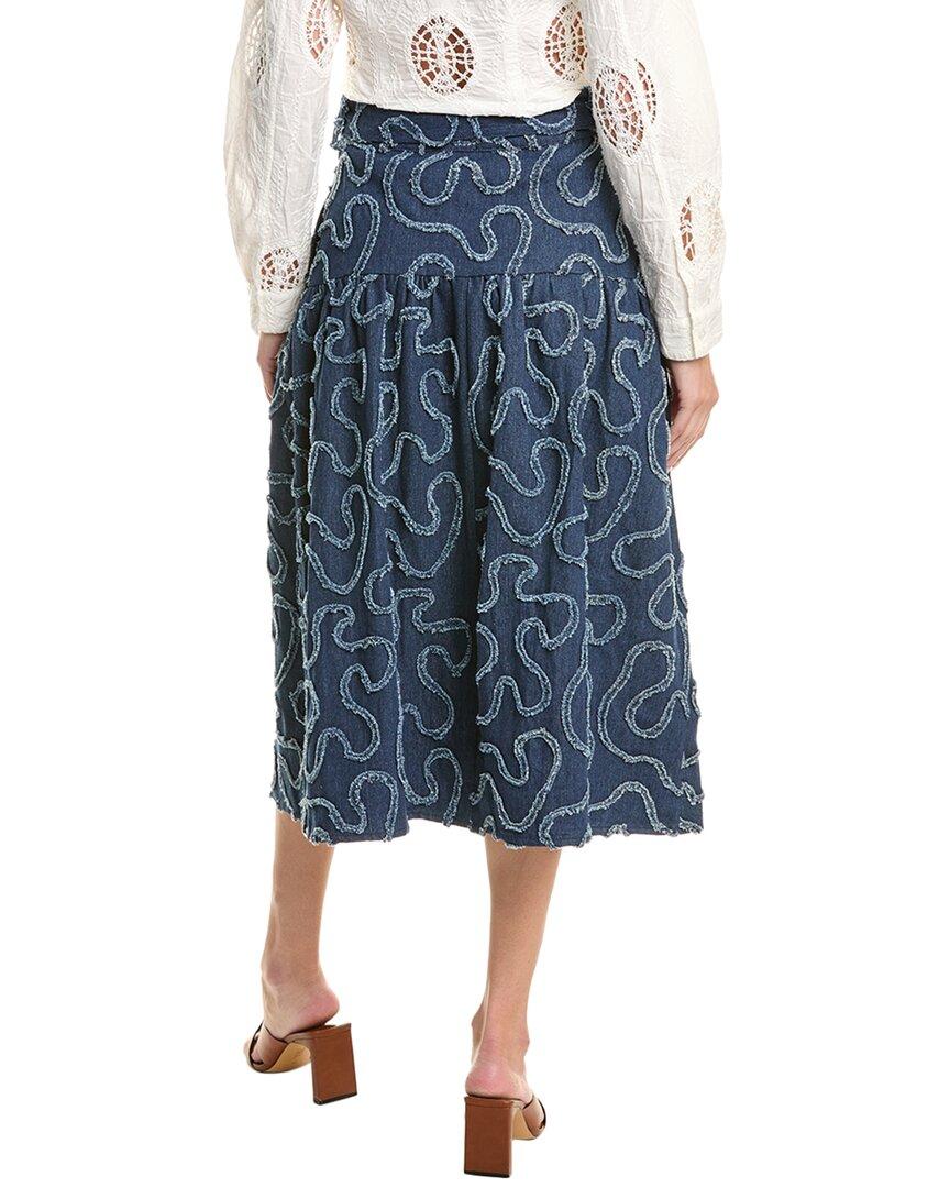 denim distress midi skirt