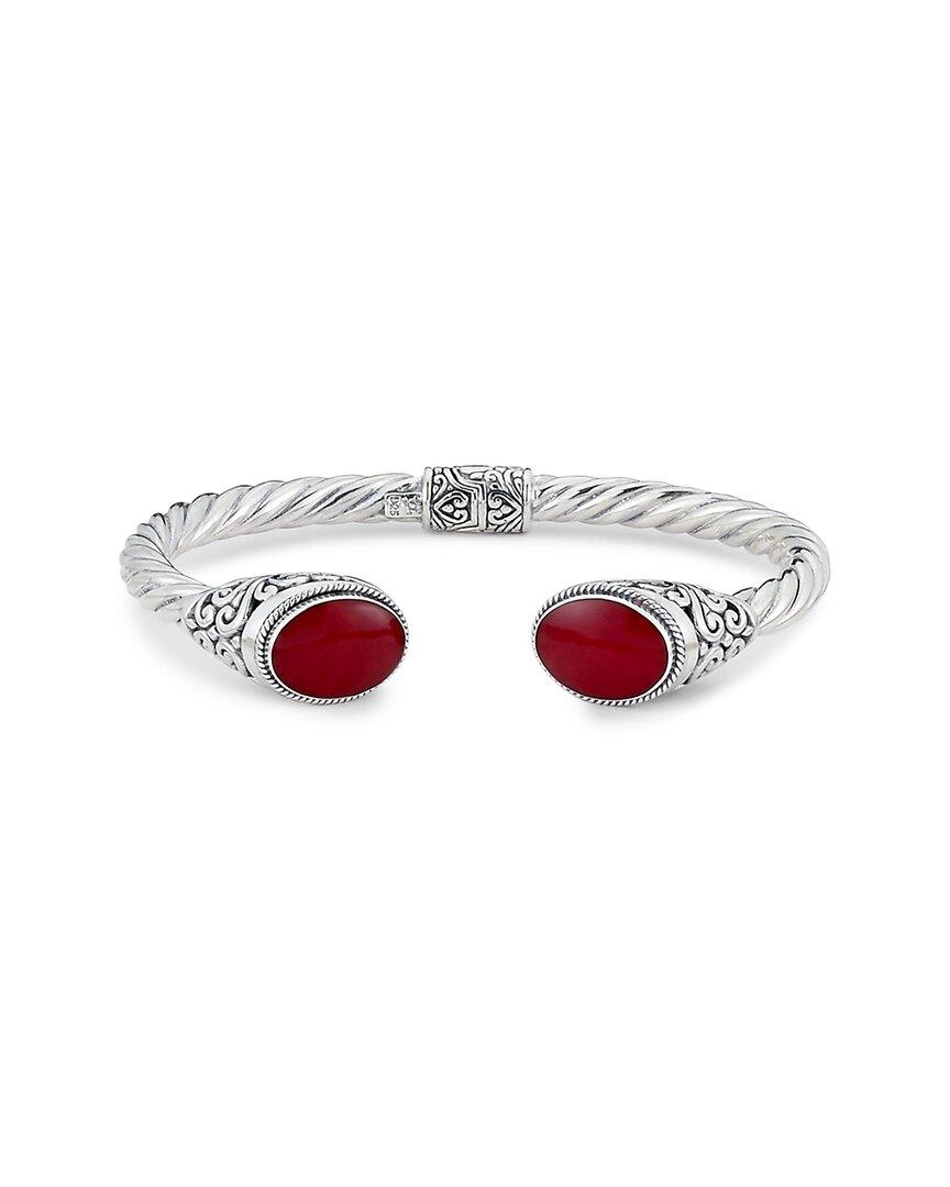 Samuel B. Silver Coral Hinge Bangle Bracelet