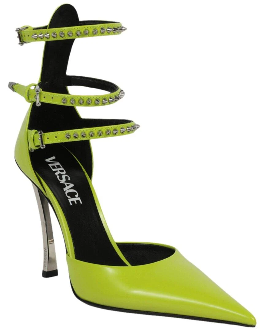 Versace Spiked Pin Point Leather Pump