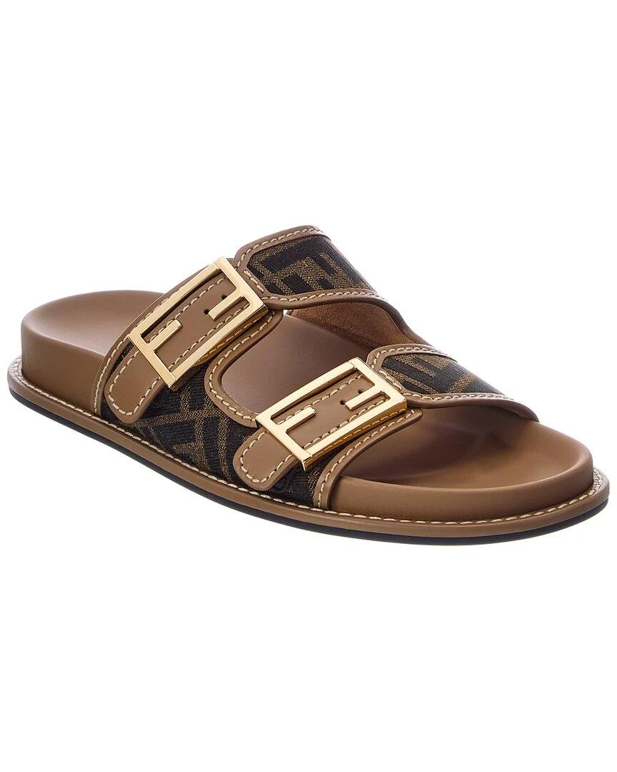 FF Jacquard Dual Buckle Slide Sandals