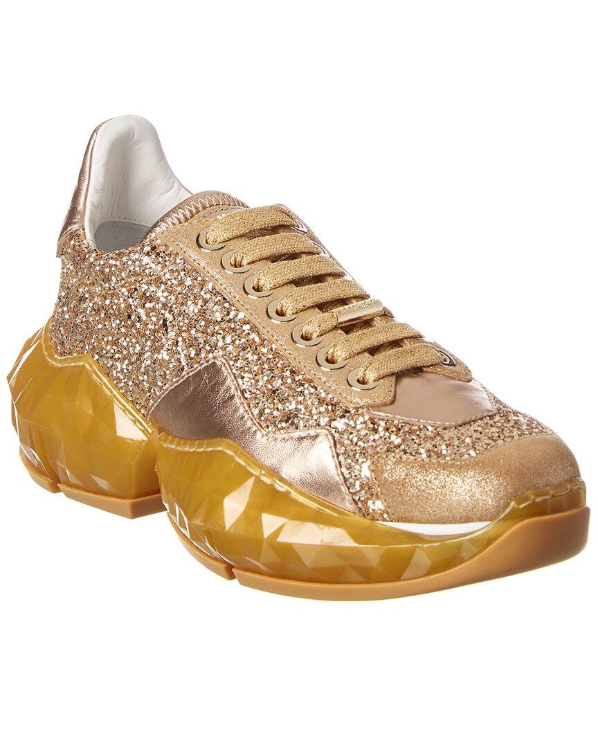 Jimmy Choo Diamond/F Leather & Glitter Sneaker