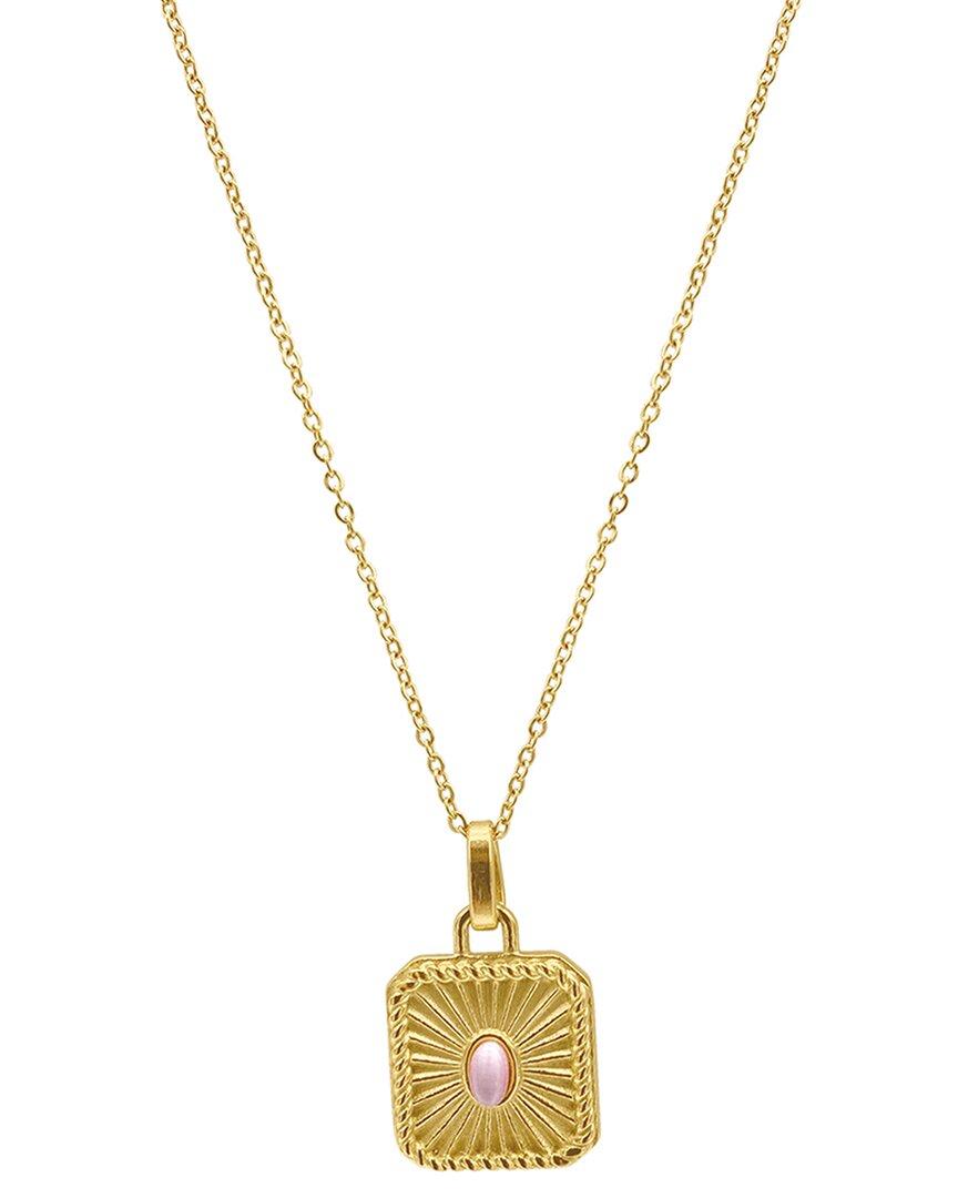 ADORNIA 14K Plated Medallion Tag Pendant Necklace