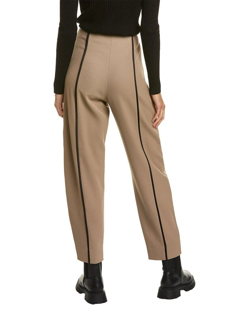 GANNI Twill Curved Leg Wool-Blend Pant