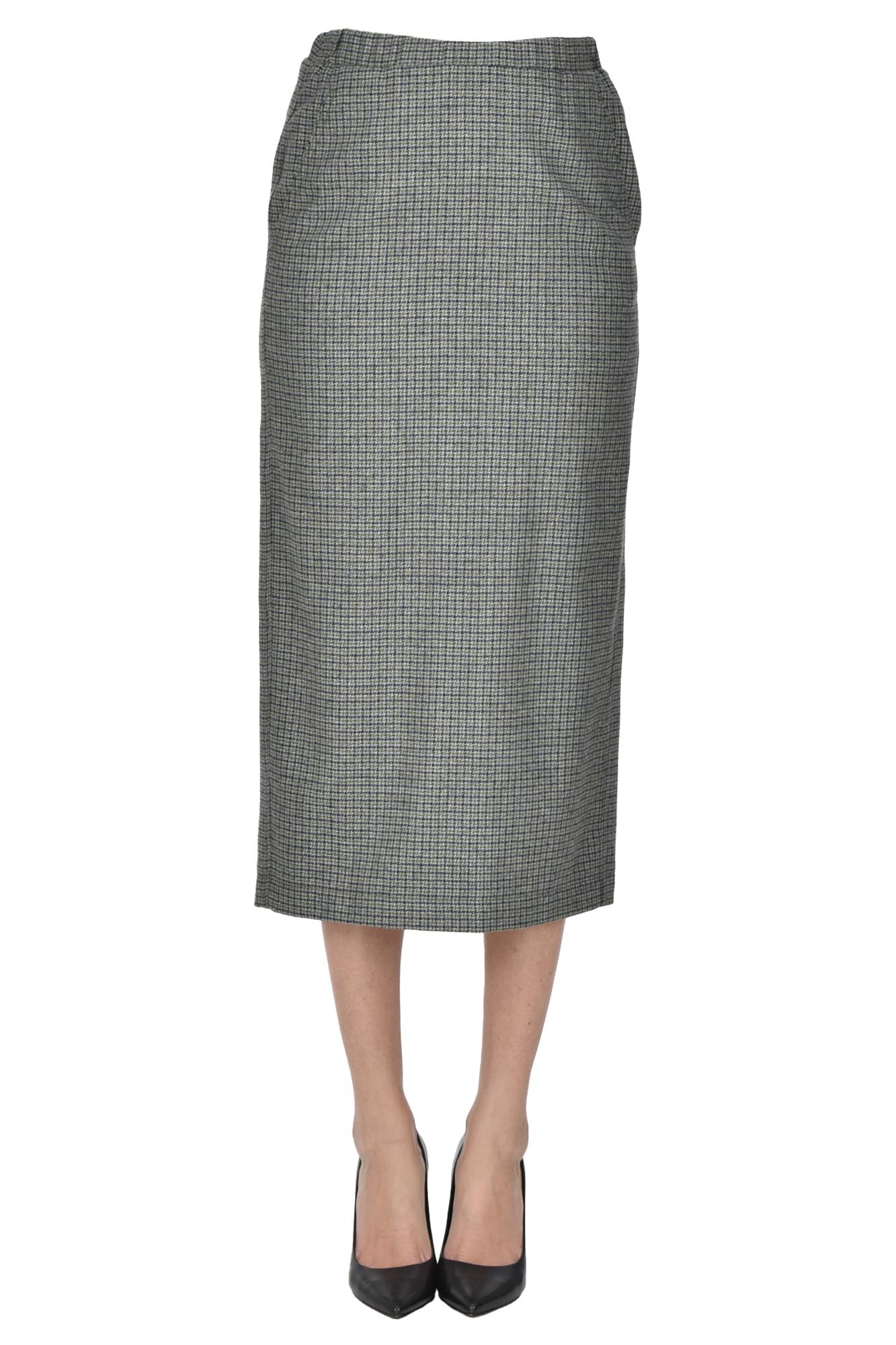 Houndsthooth print pencil skirt