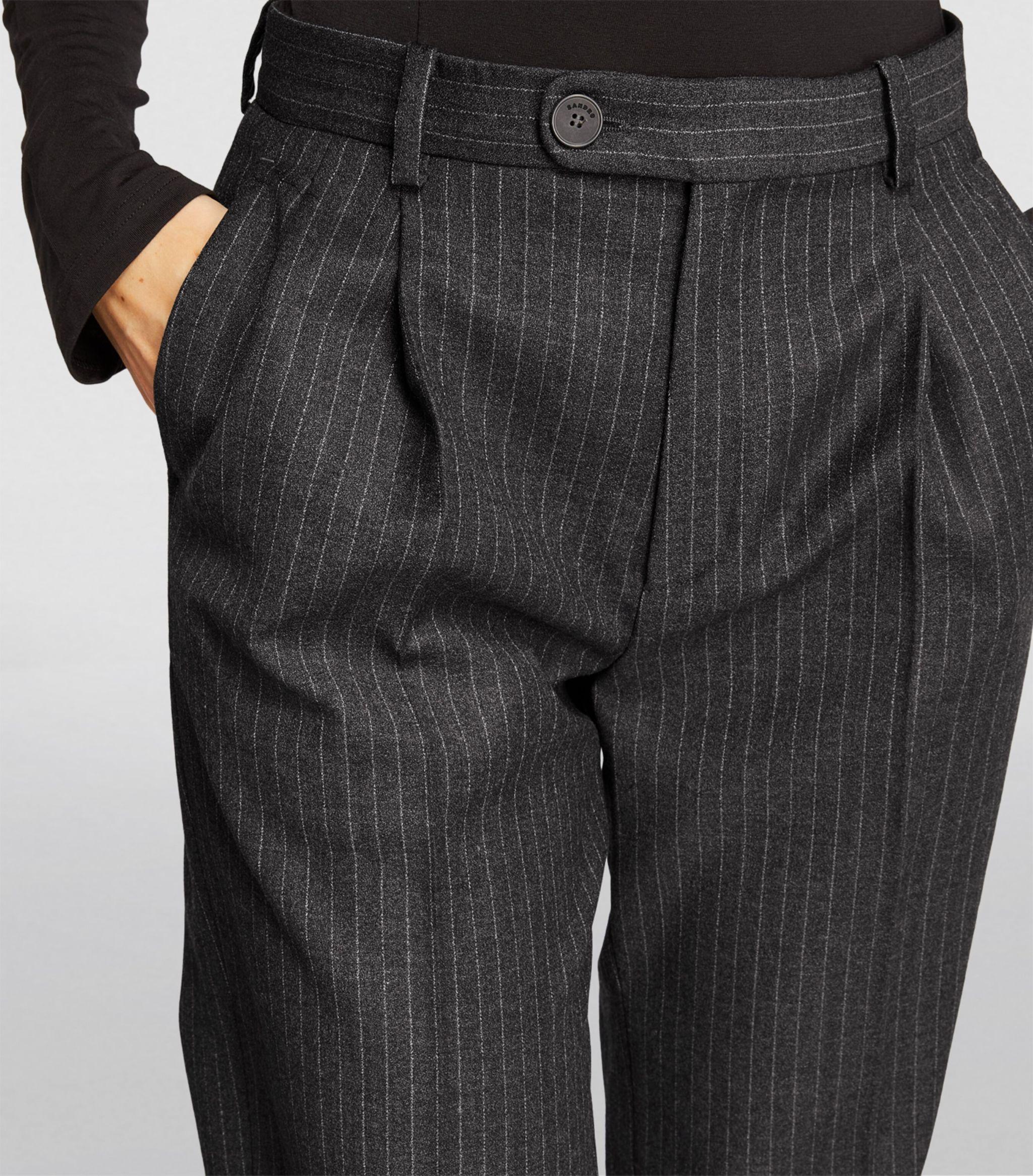 Wool Pinstripe Tailored Trousers