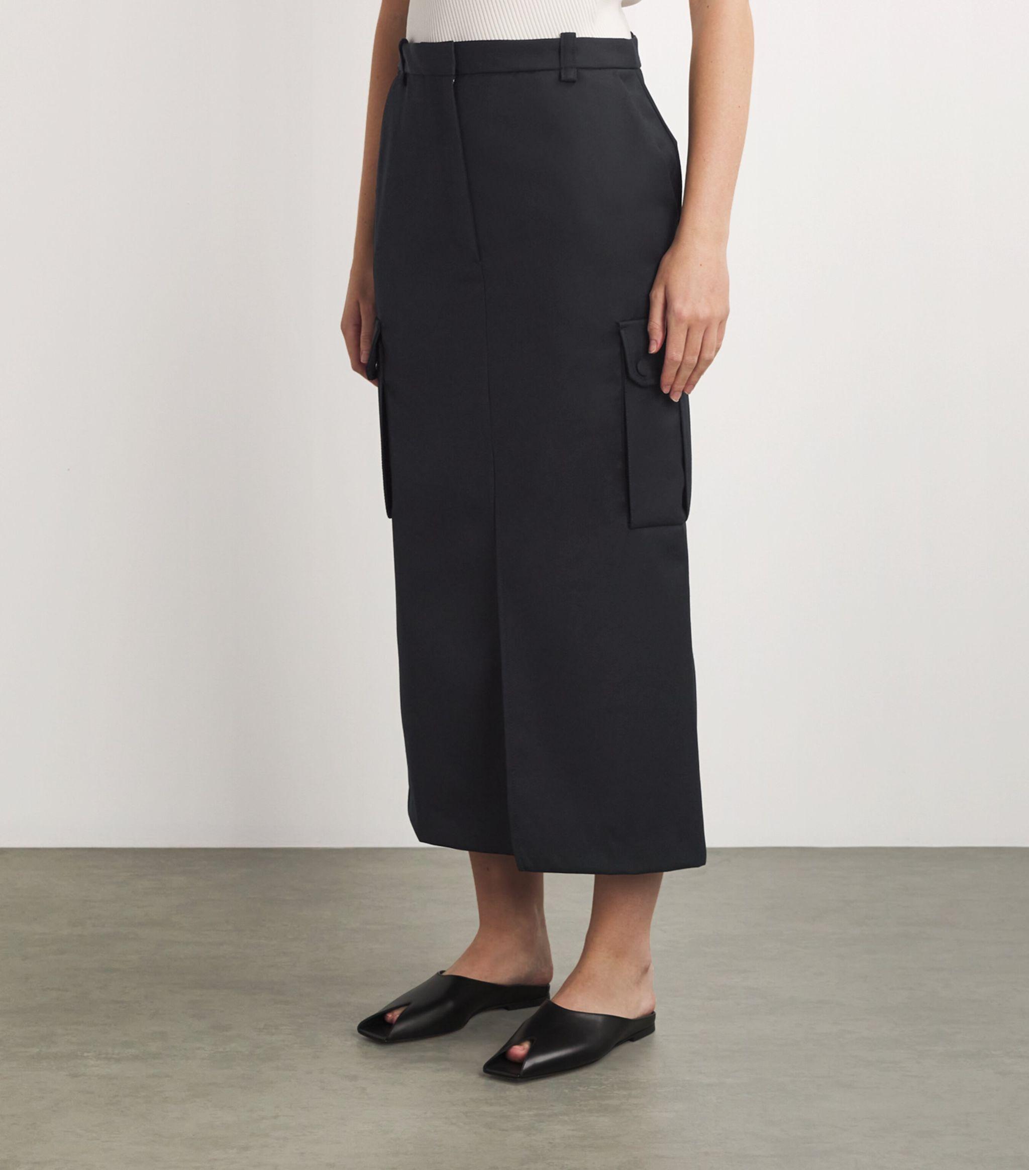 Wool-Blend Cargo Midi Skirt