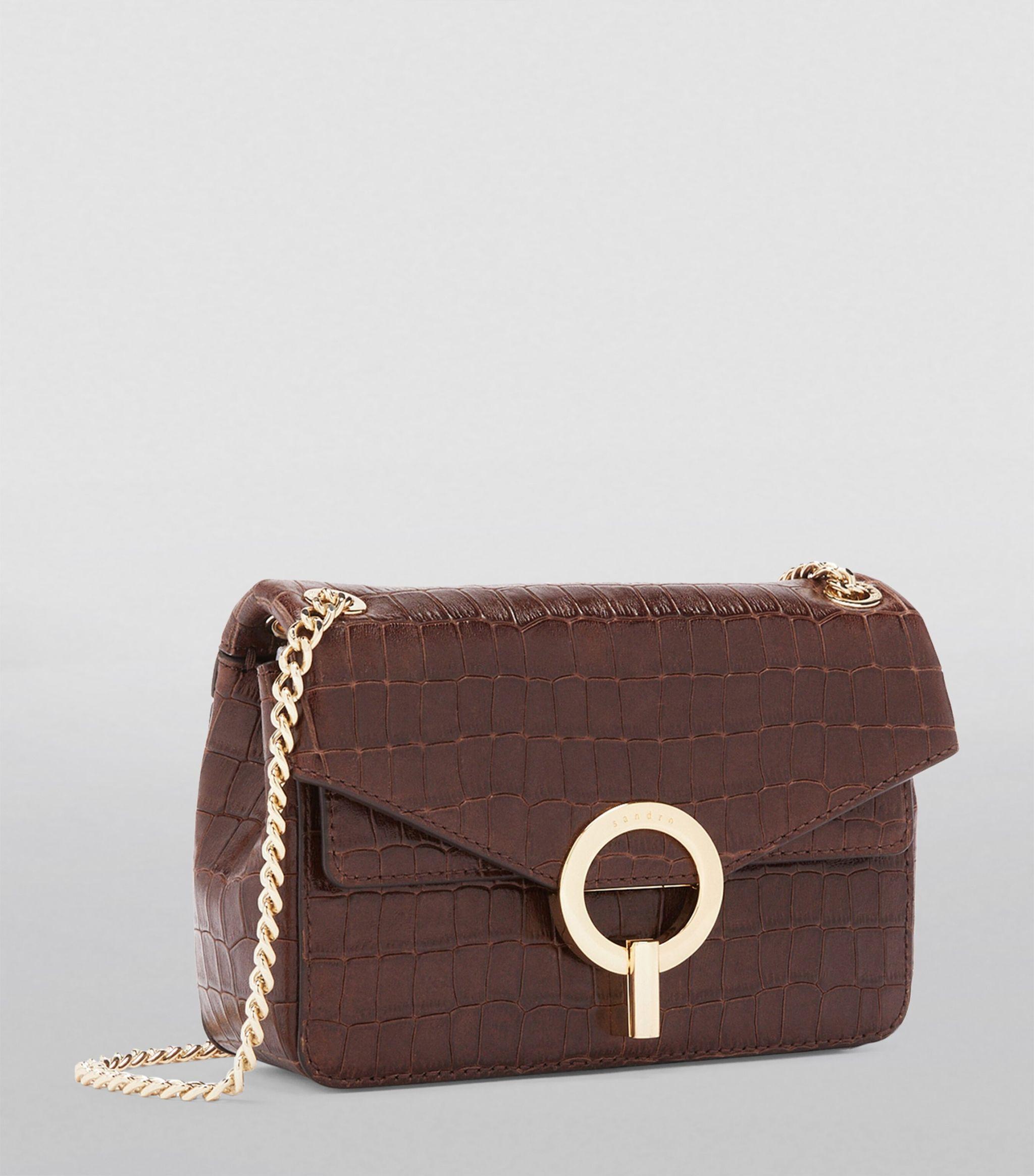 Croc-Embossed Yza Shoulder Bag