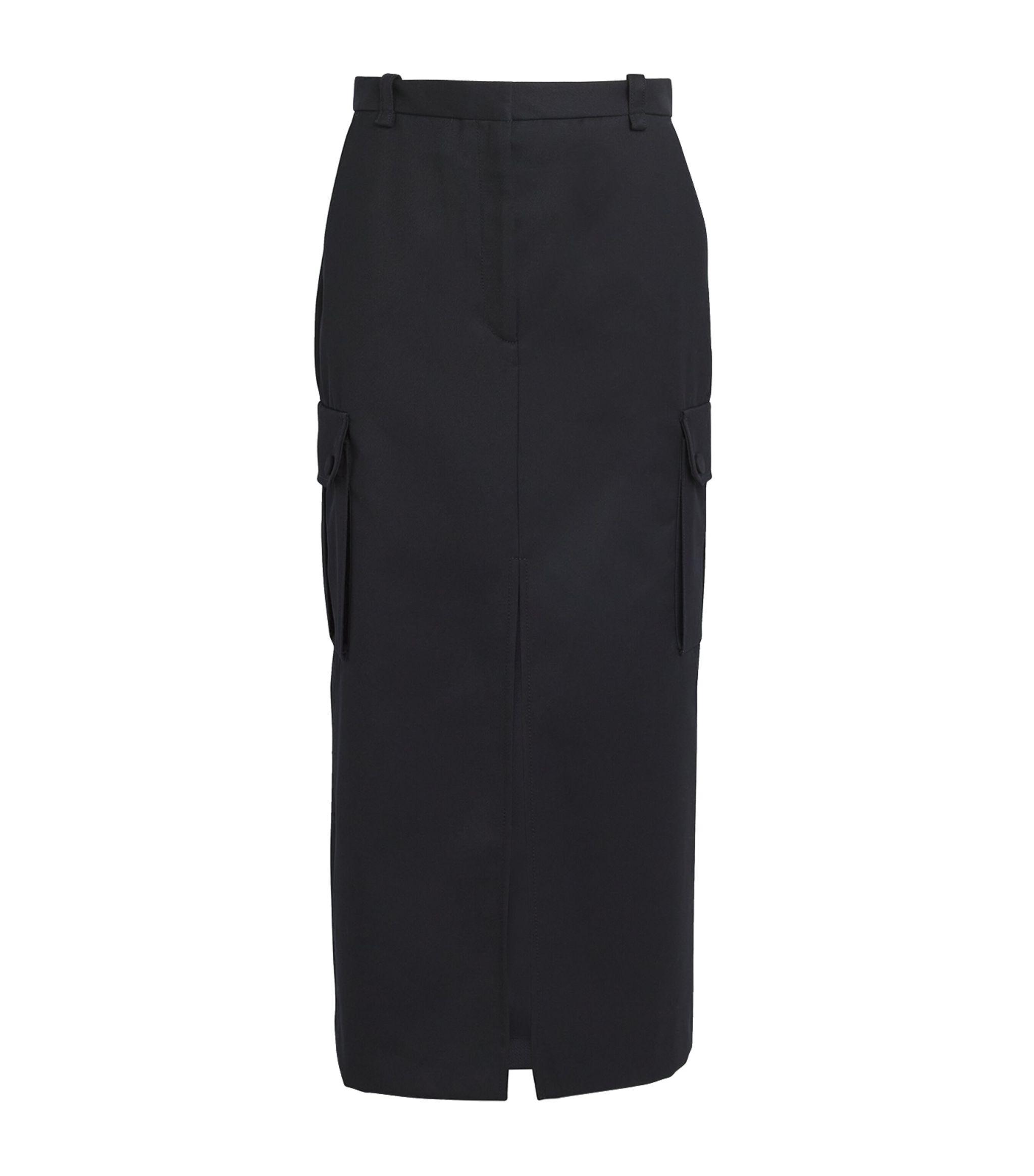 Wool-Blend Cargo Midi Skirt