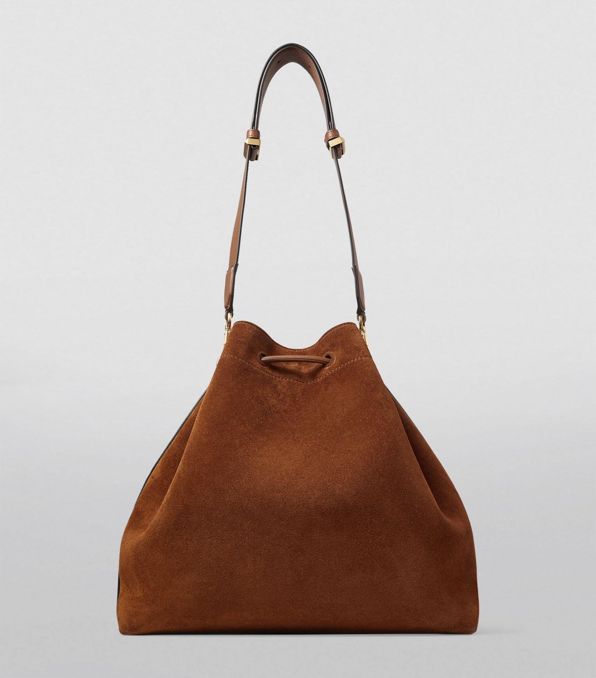 Large Suede Cinch Bucket Bag