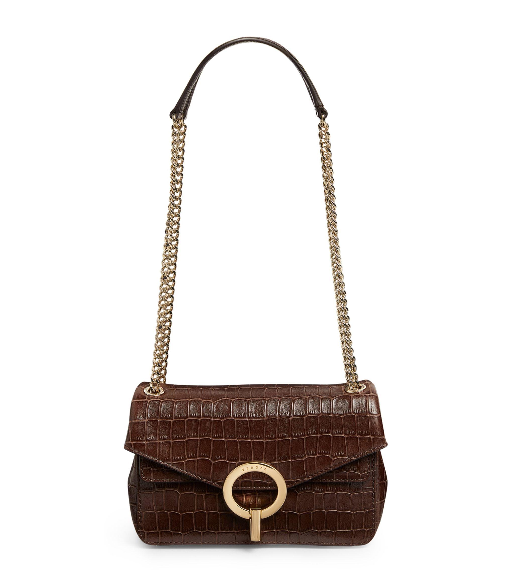 Croc-Embossed Yza Shoulder Bag