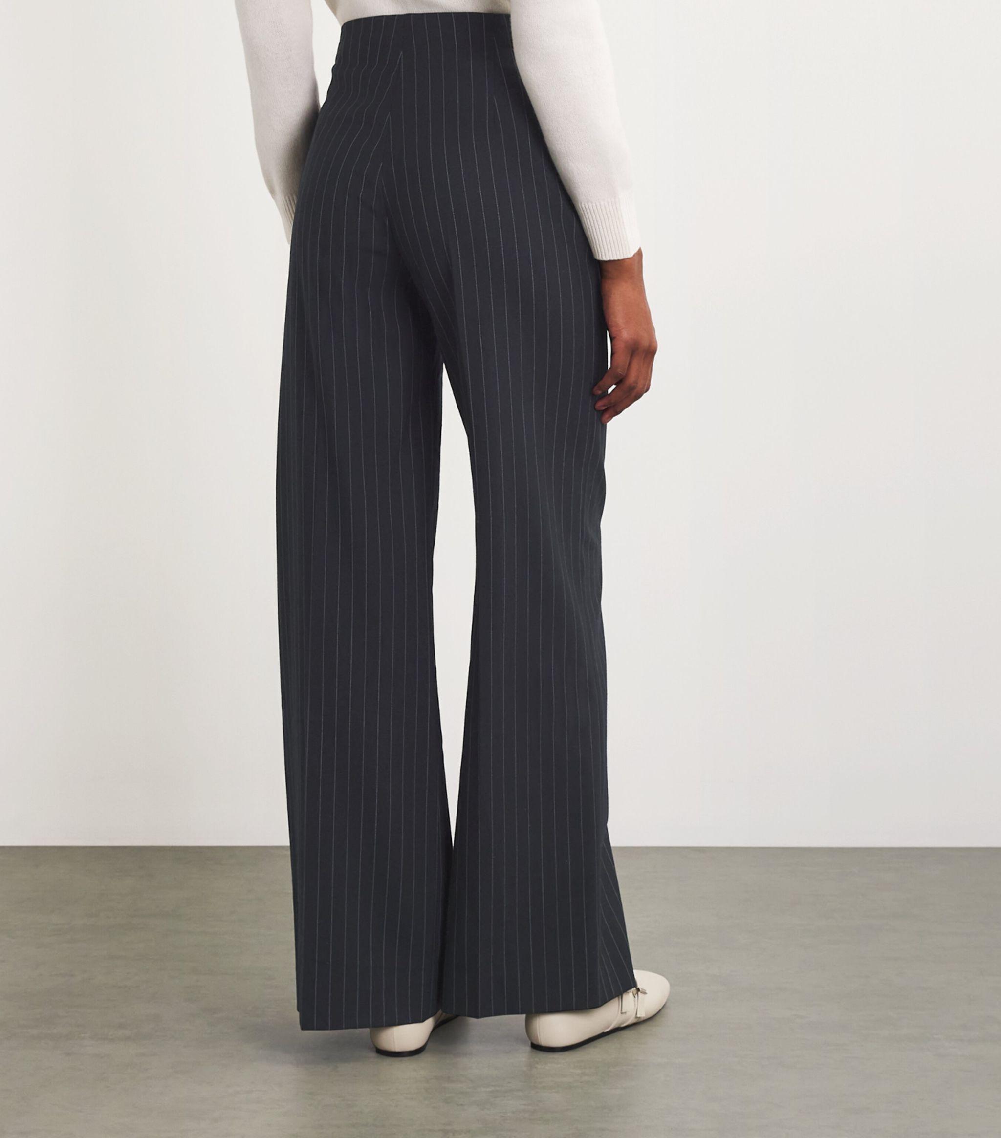 Pinstripe Wide-Leg Tailored Trousers