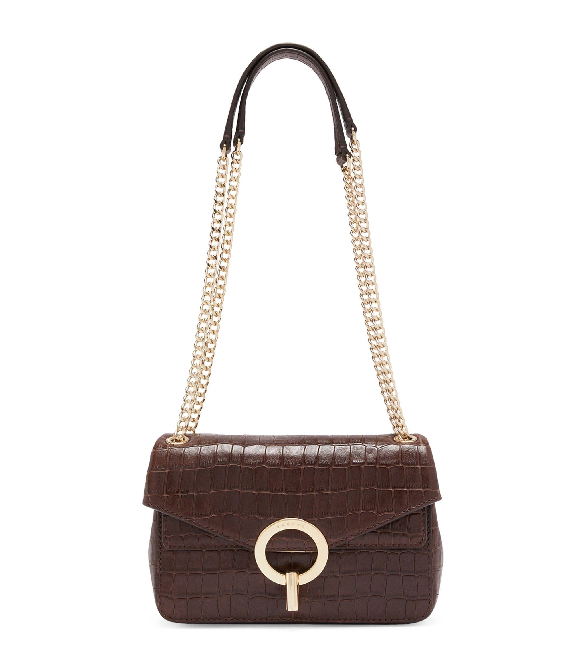 Croc-Embossed Yza Shoulder Bag