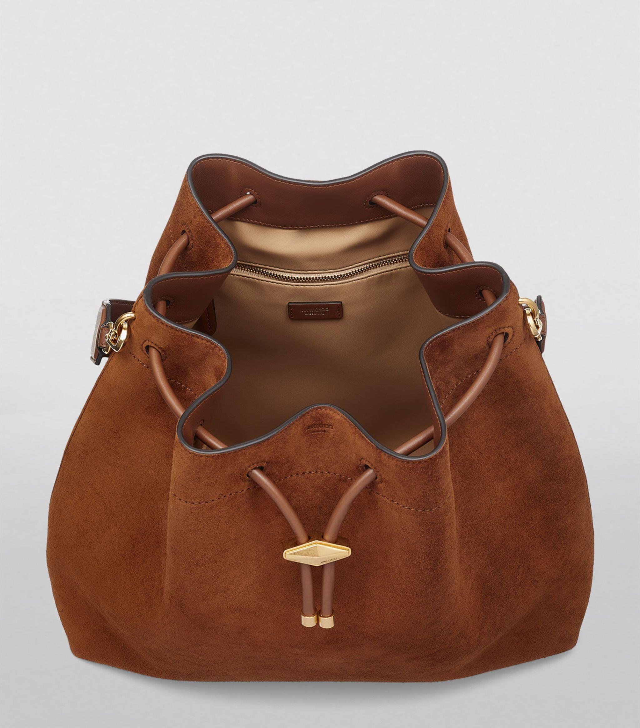 Large Suede Cinch Bucket Bag