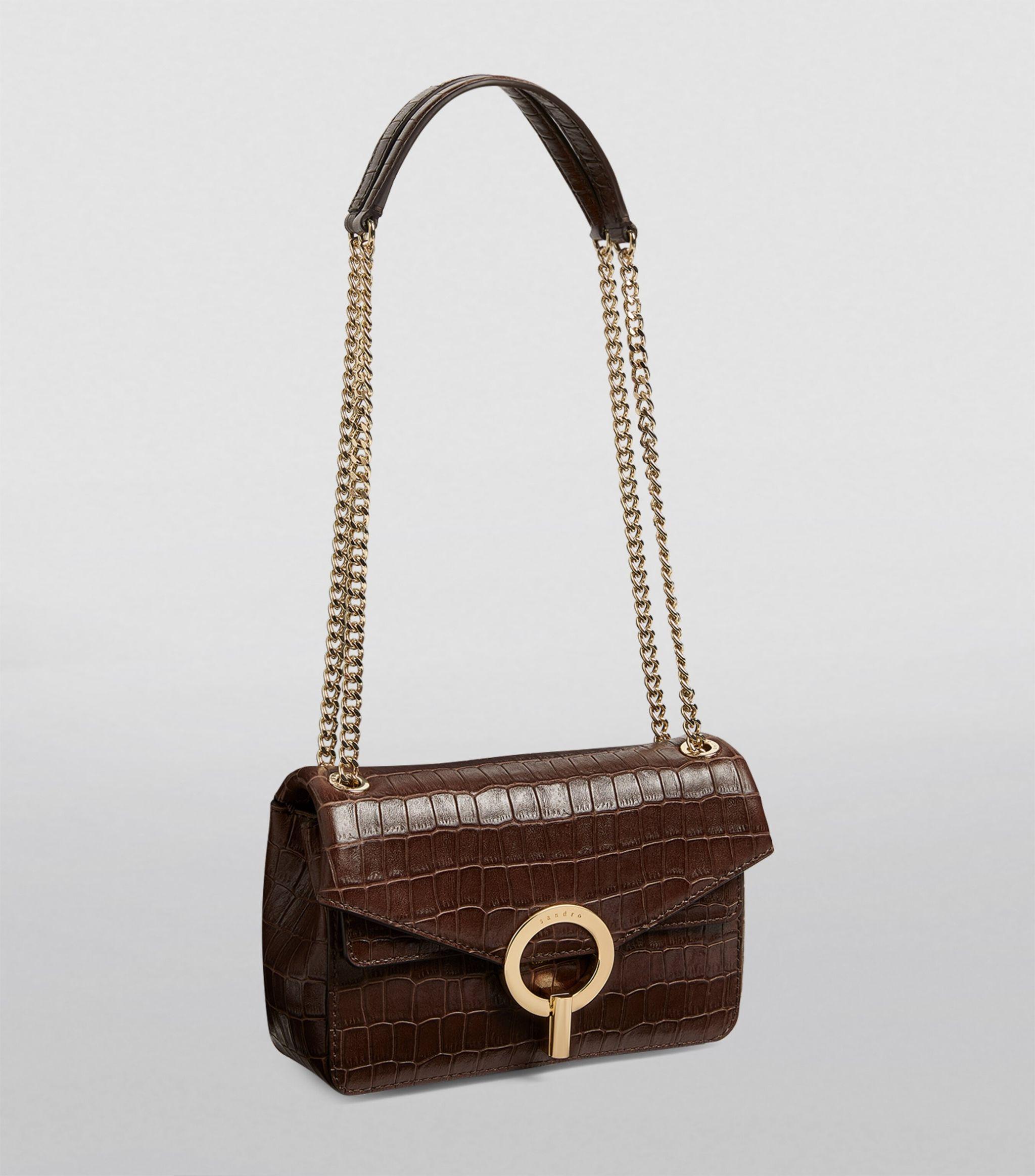 Croc-Embossed Yza Shoulder Bag