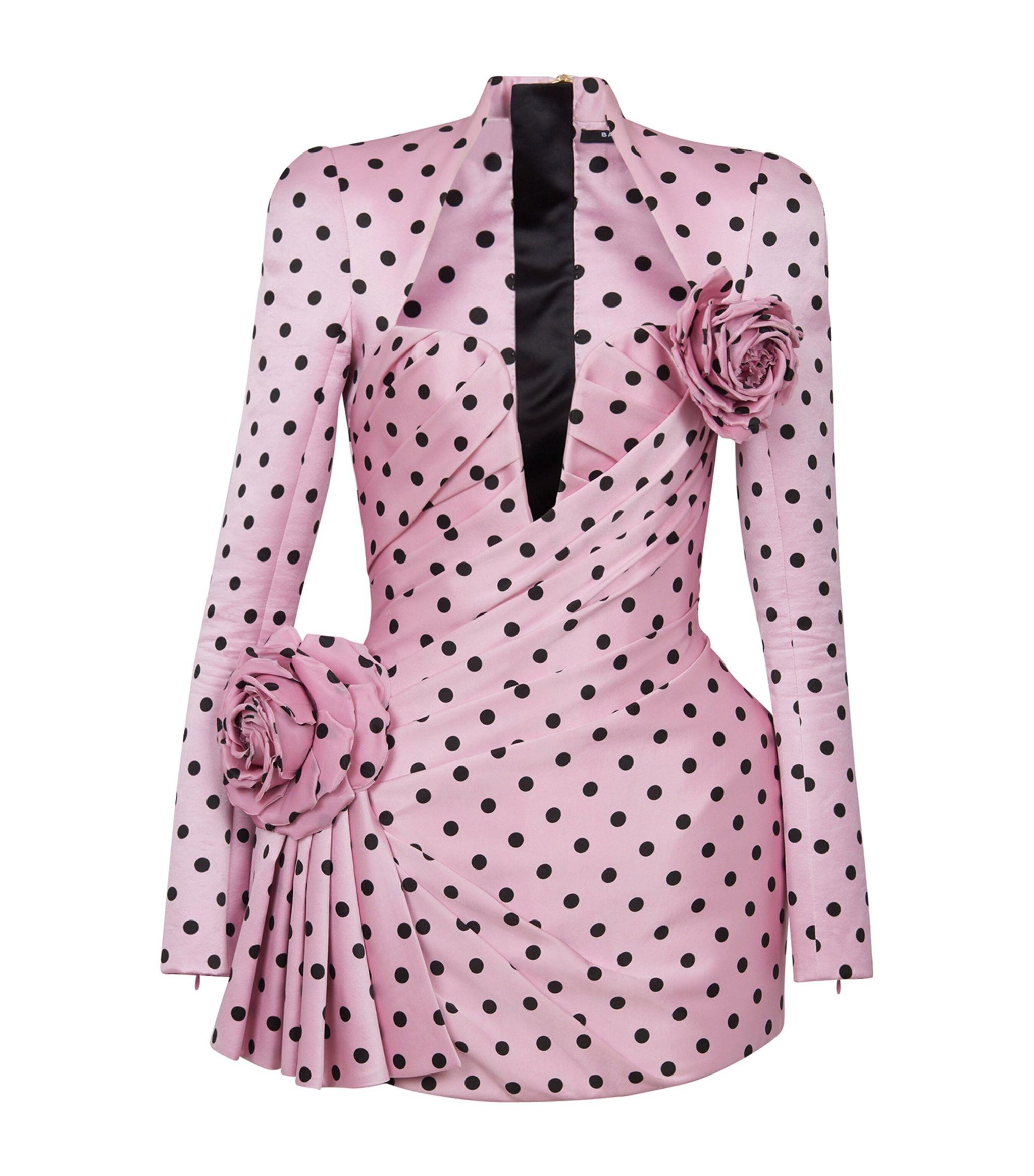 Cotton Polka-Dot Rose Mini Dress