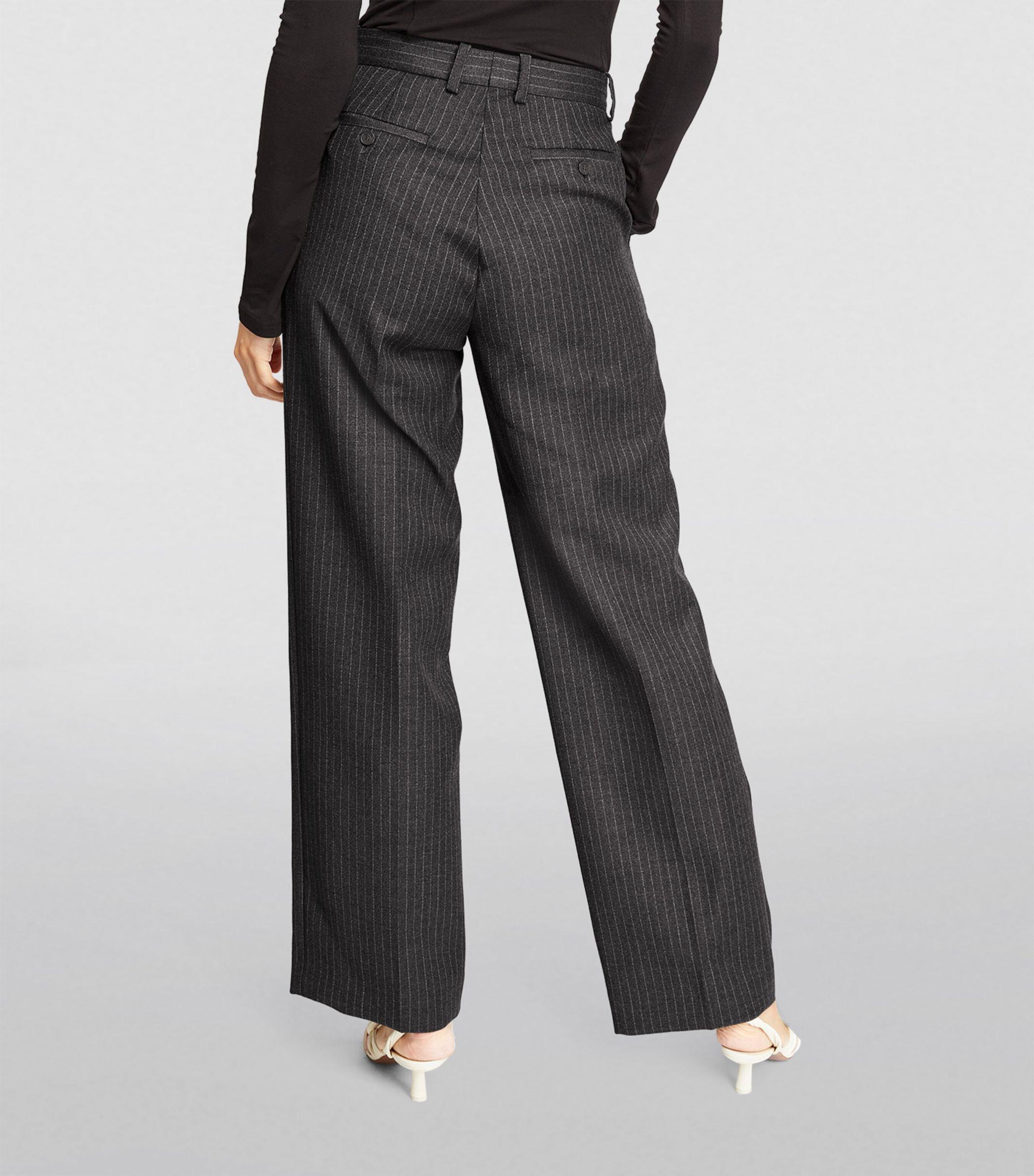 Wool Pinstripe Tailored Trousers