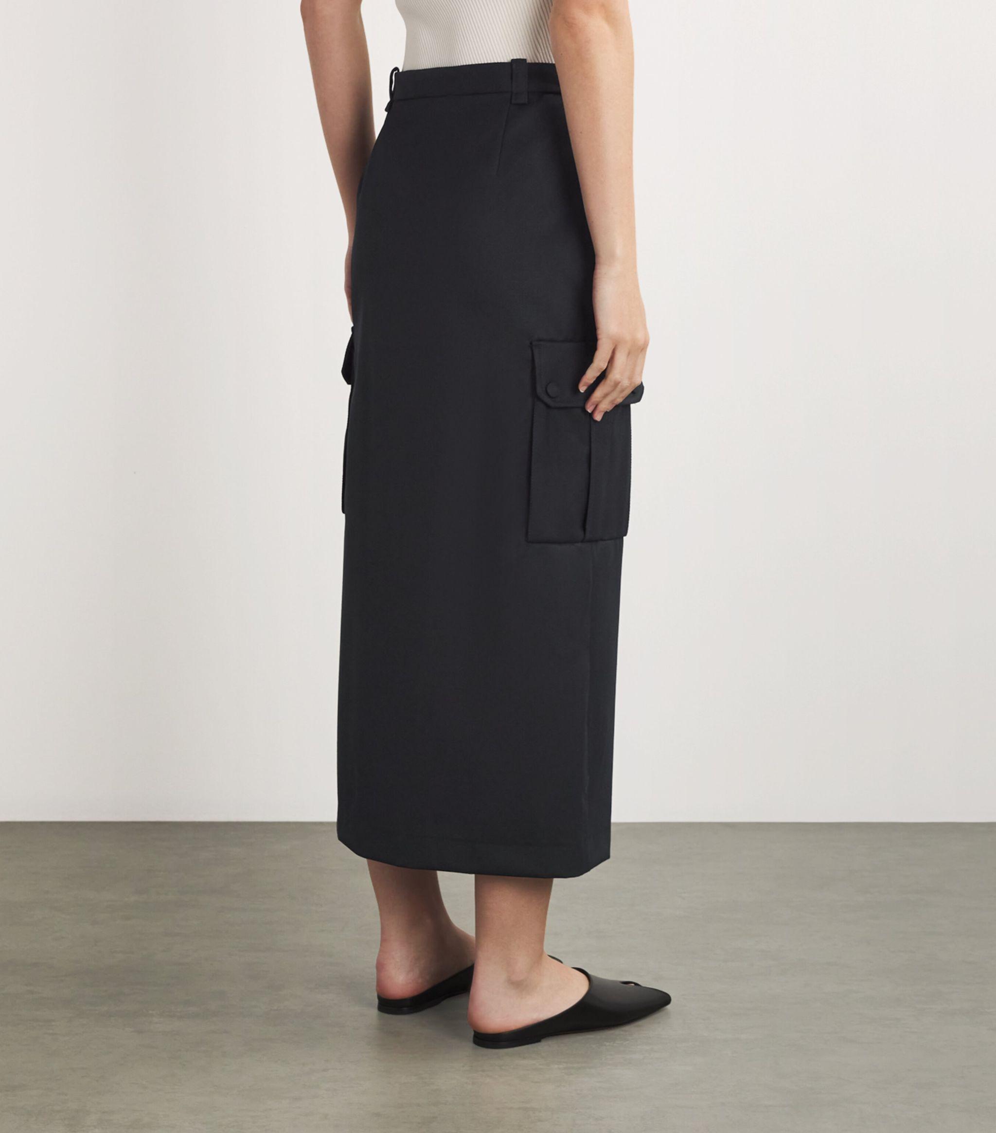 Wool-Blend Cargo Midi Skirt